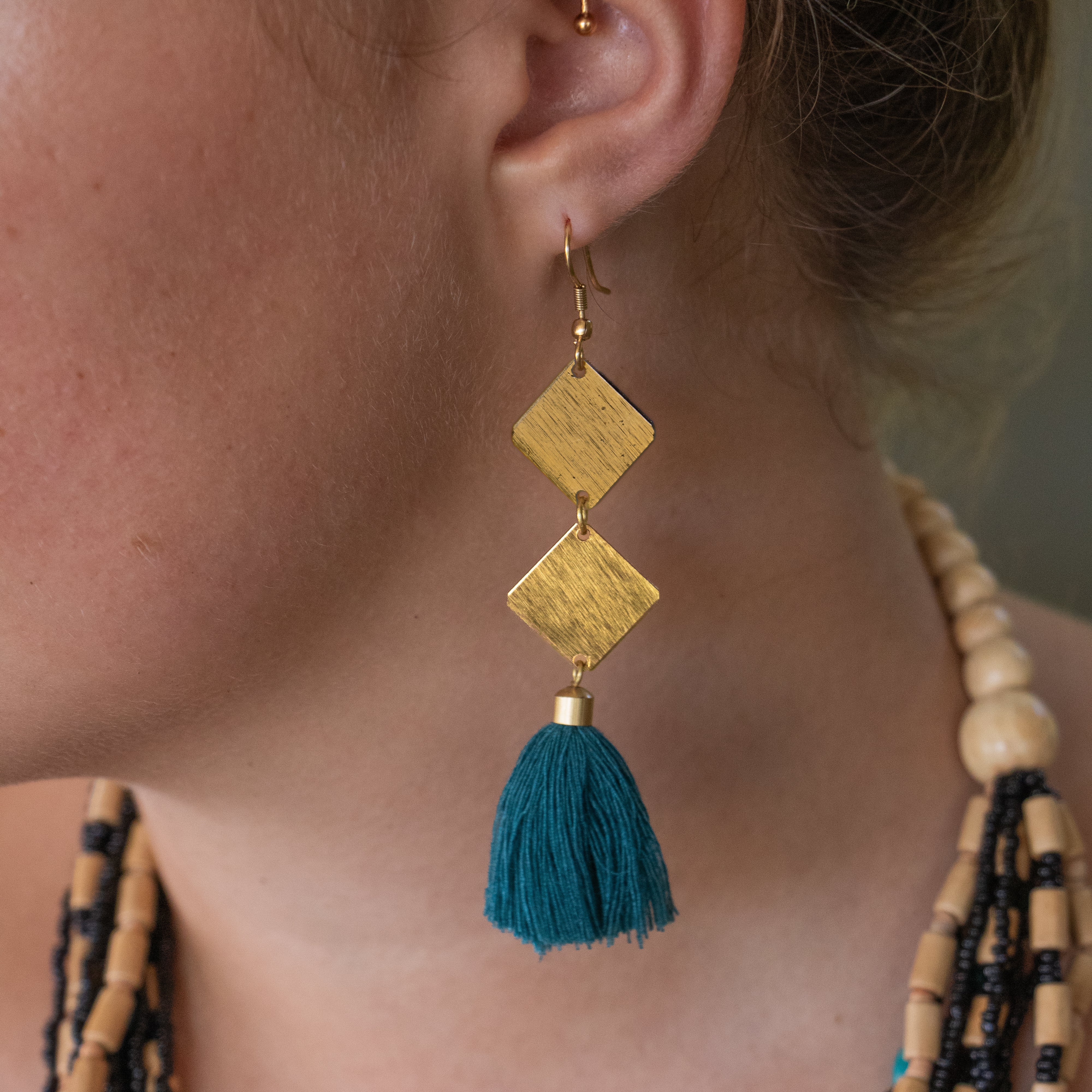 Lindelwa - Brass Tassel Earring