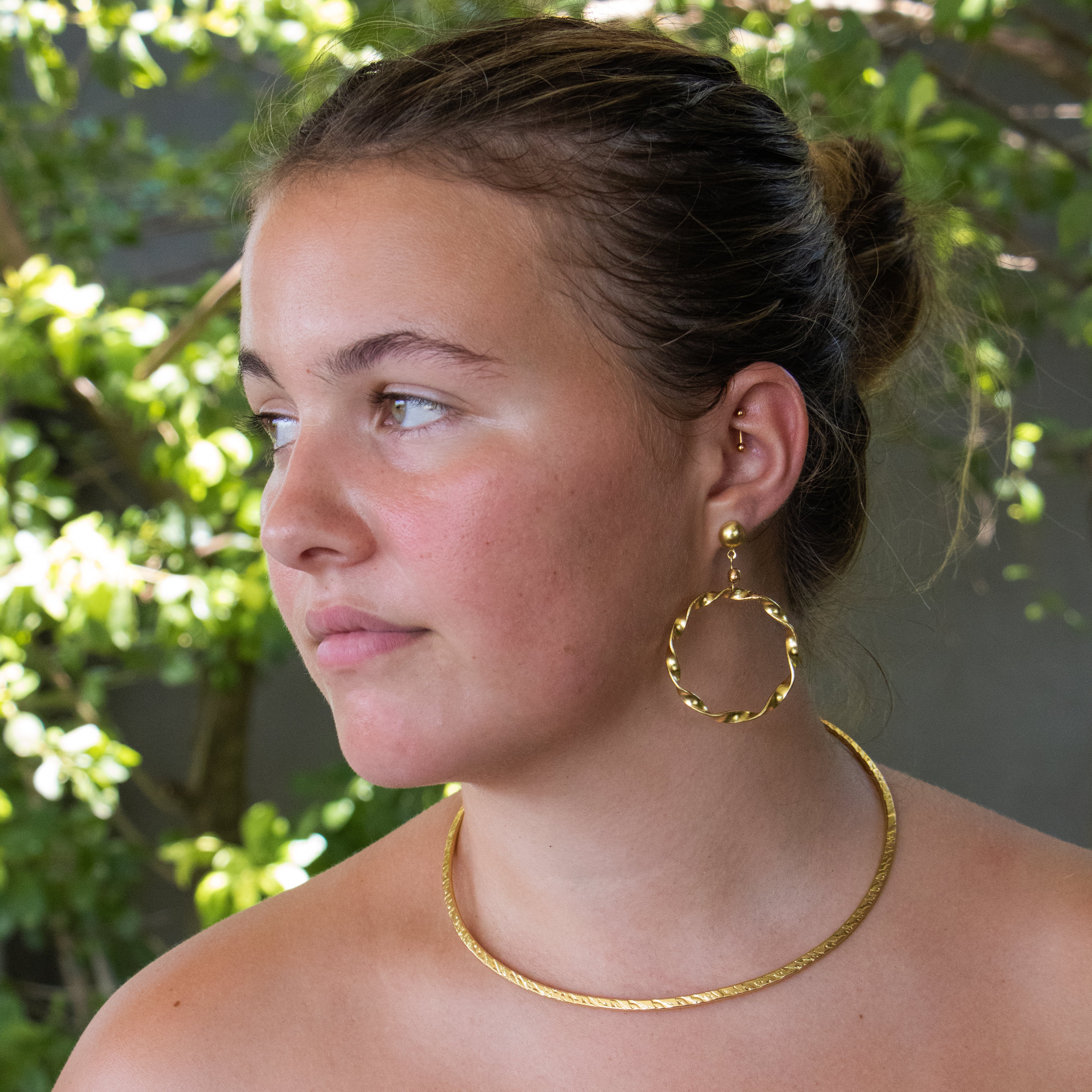 Wavy Brass Hooped Earring