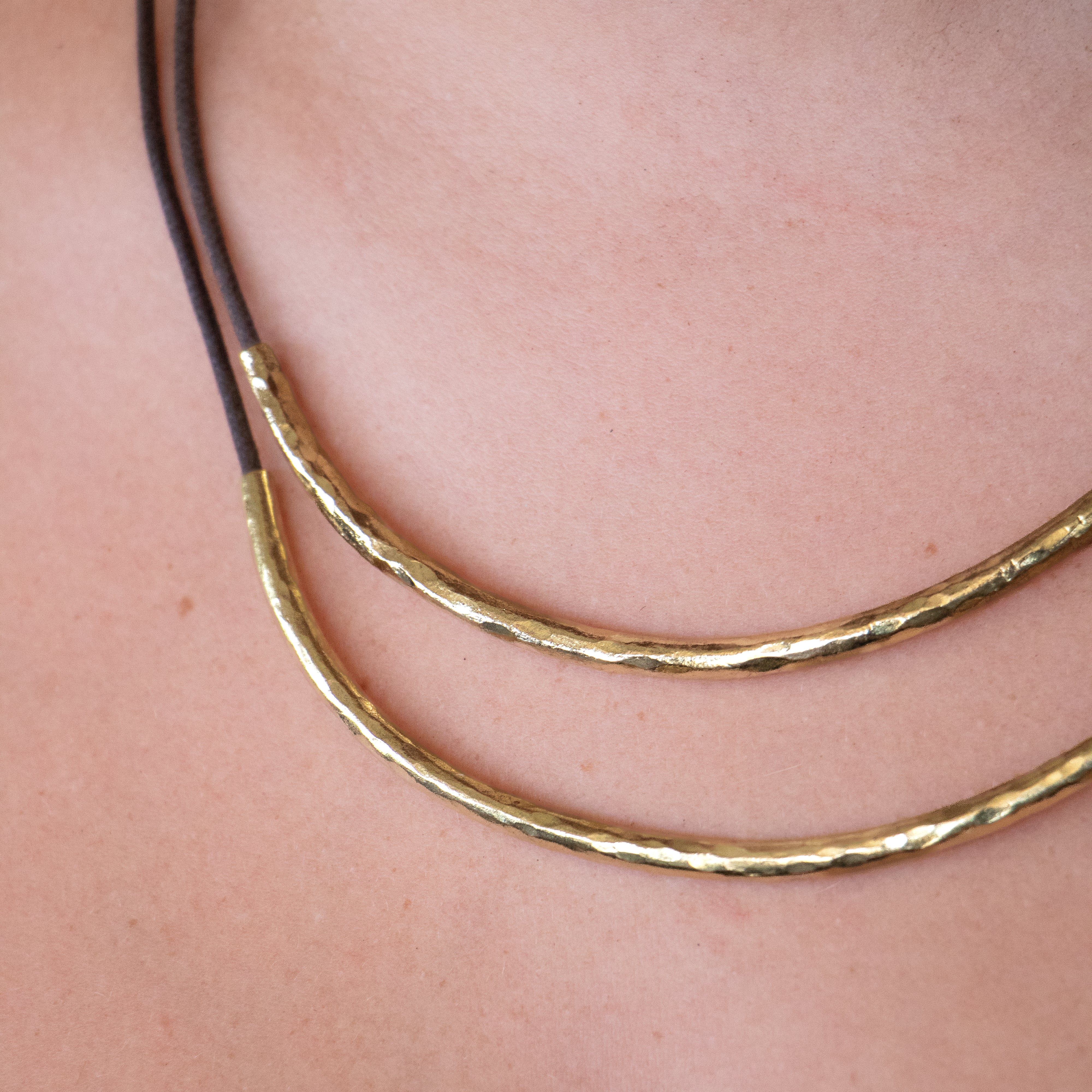 Leena Two Line Brass Piped Necklace