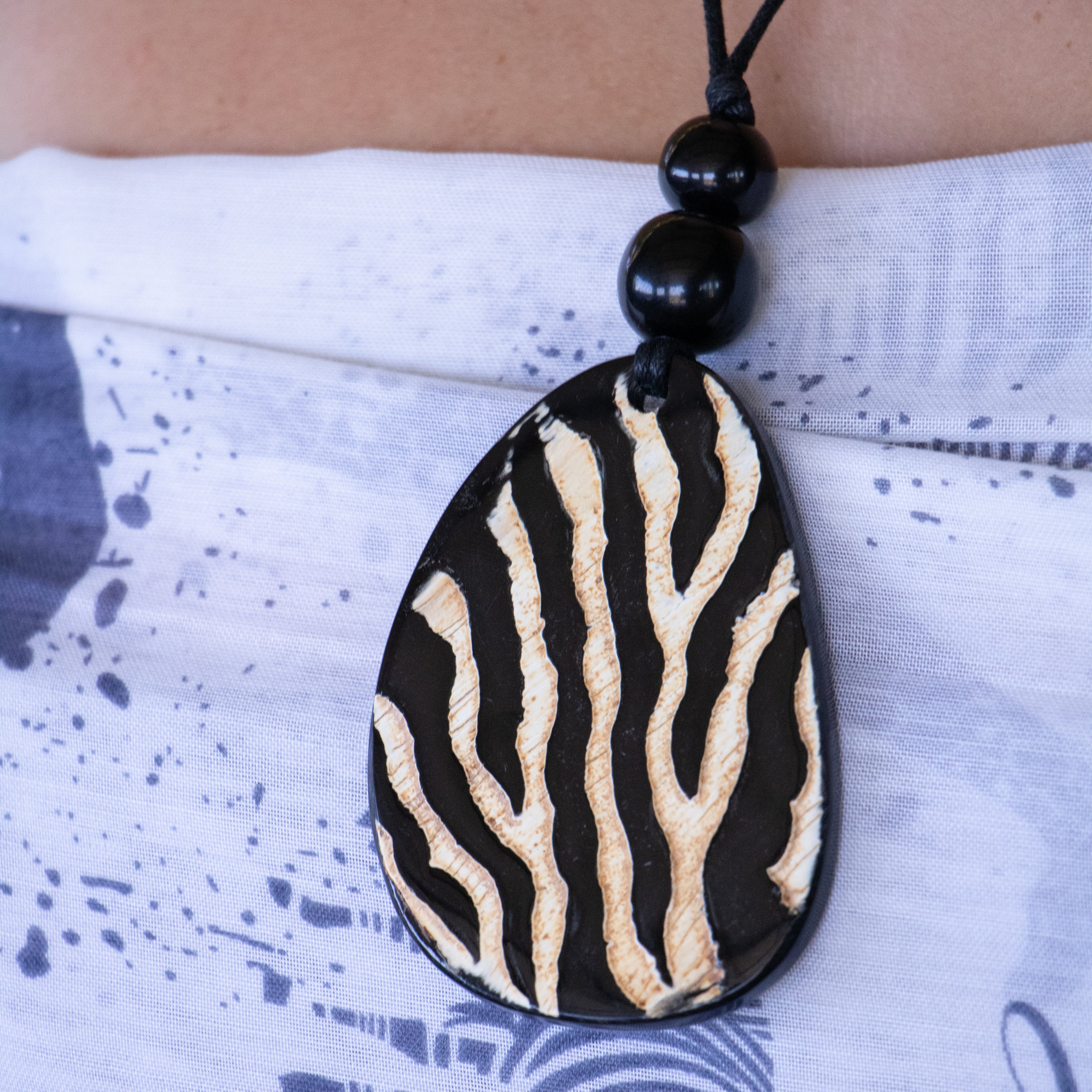 Riva Zebra Carved Necklace