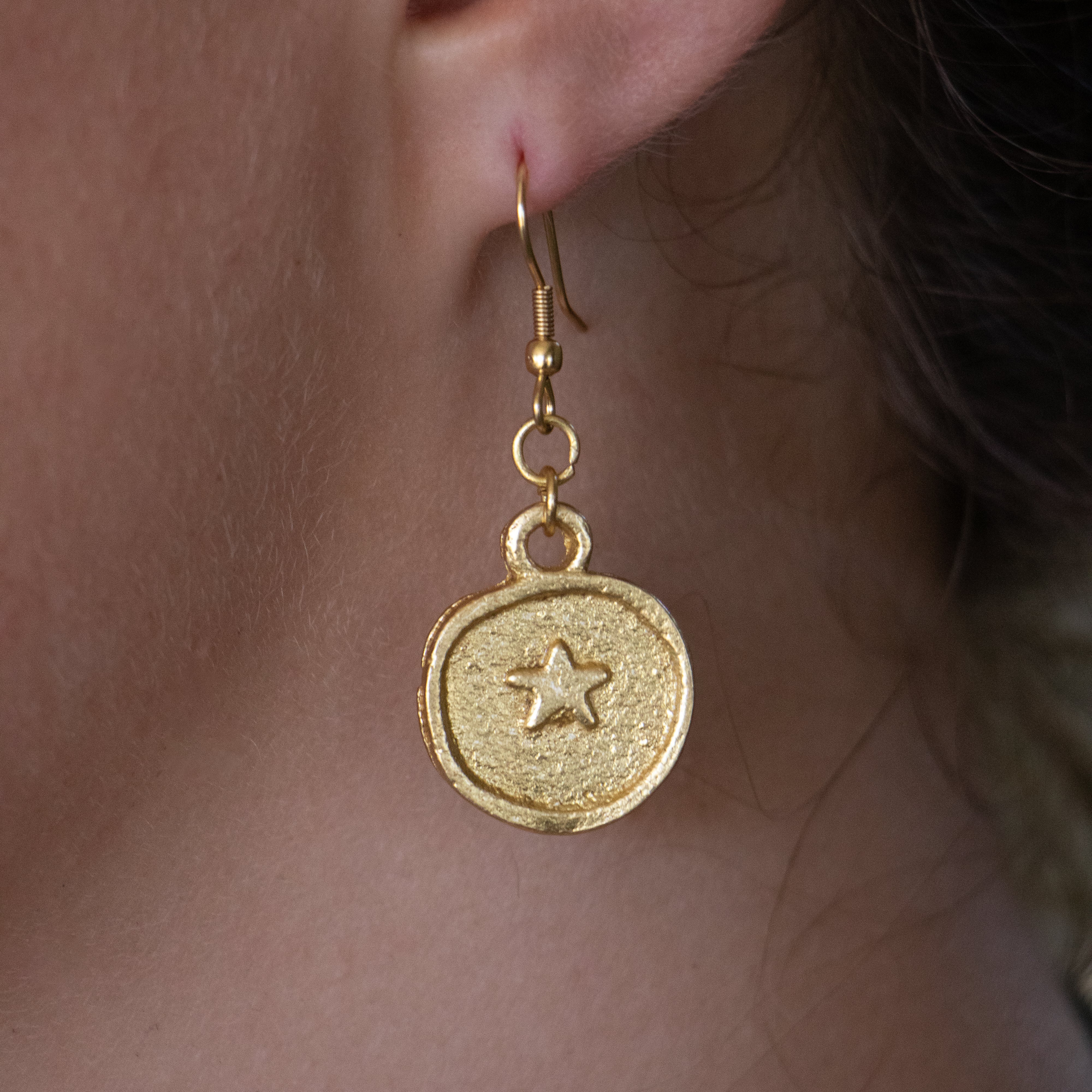 Litha - Brass Star Earrings