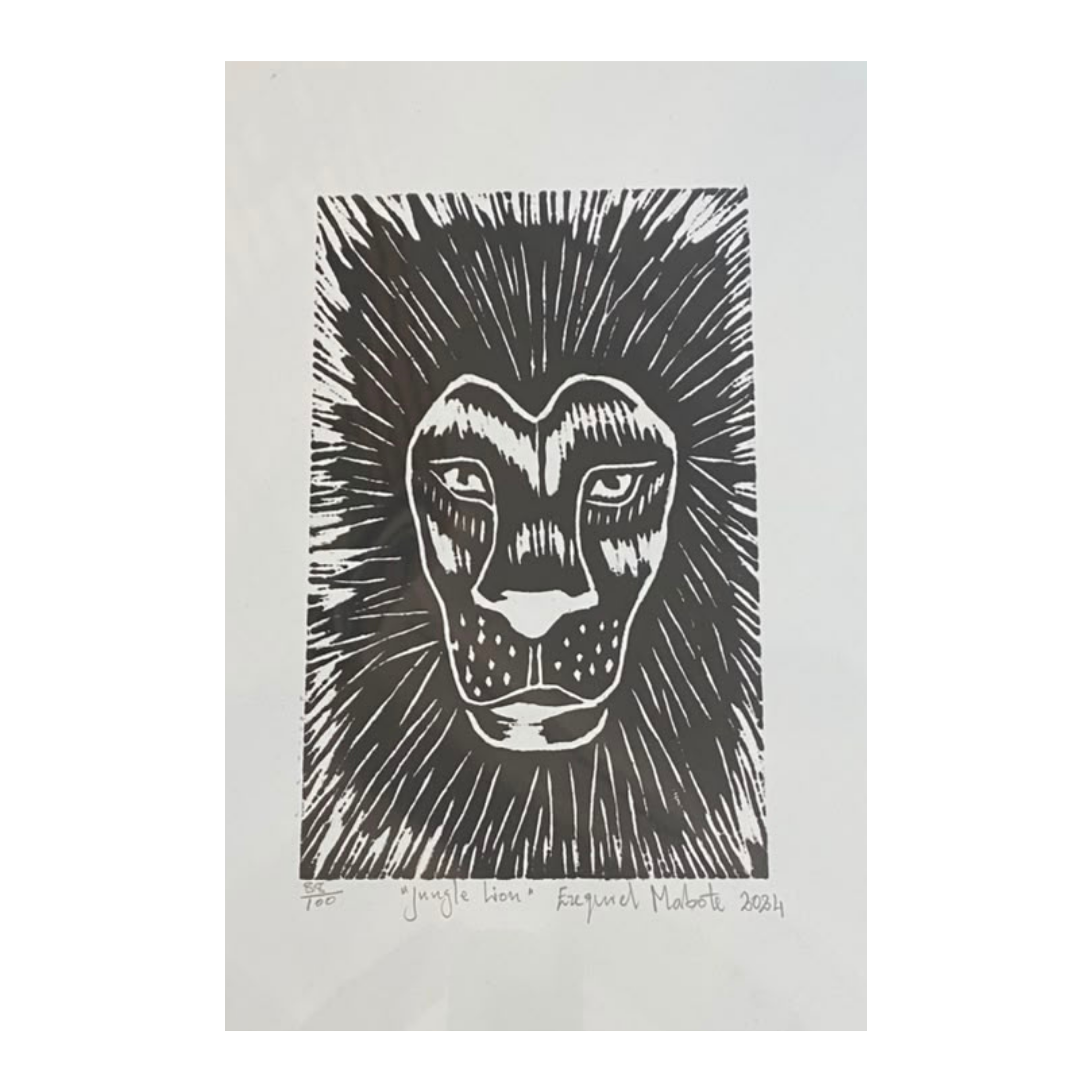 Mabote Art Woodprint Painting - Jungle Lion