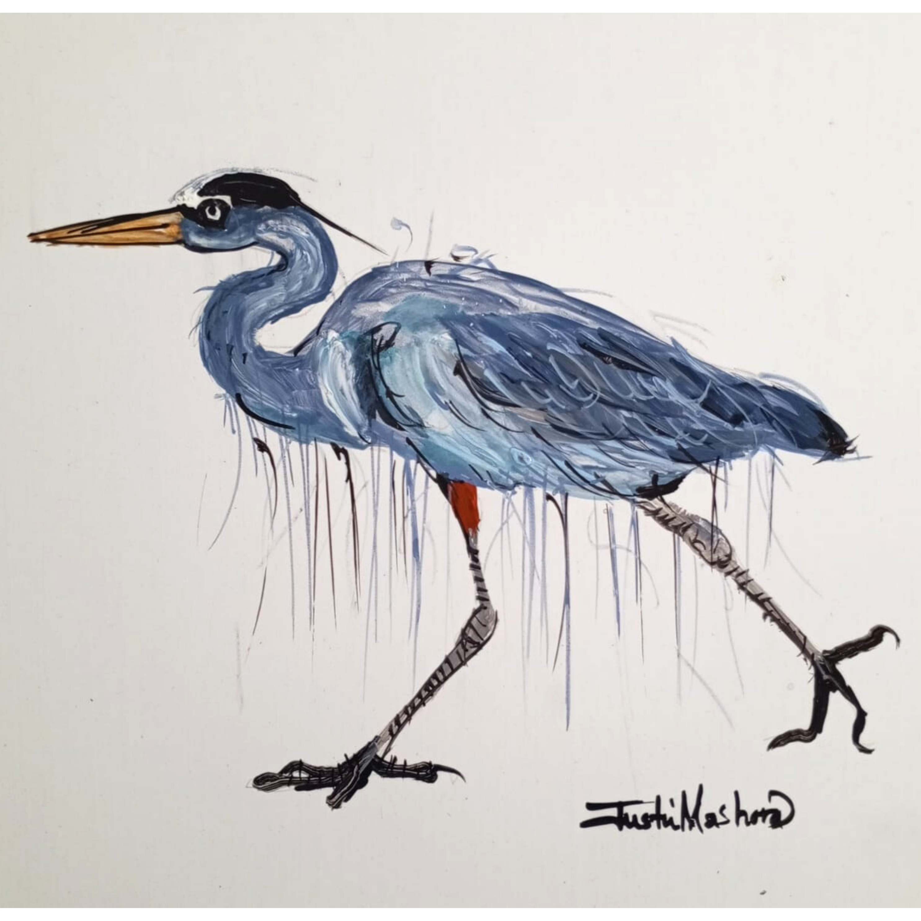 Justin Mashora Masonite Painting - Birds (25cm x 25cm)