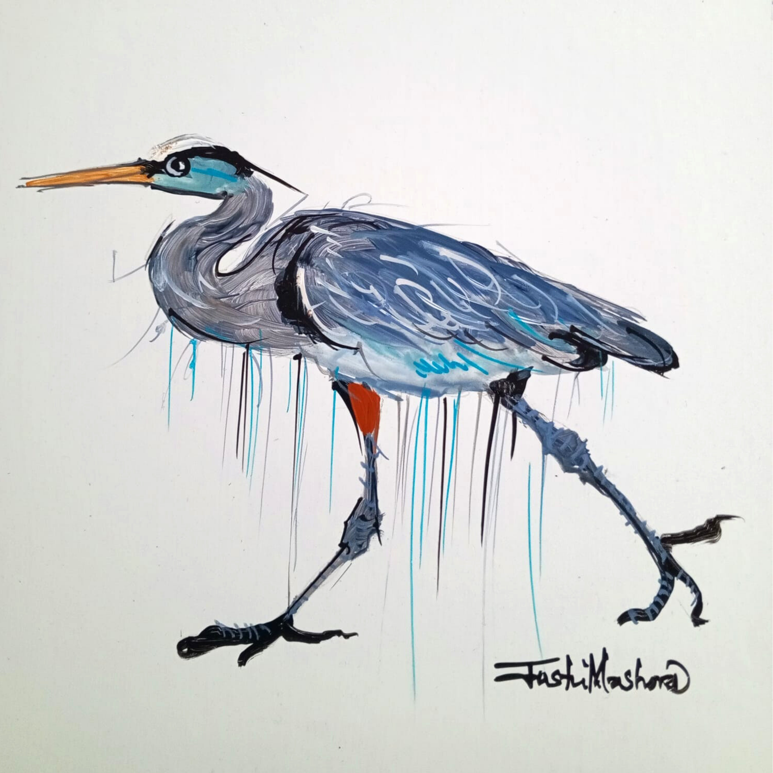Justin Mashora Masonite Painting - Birds (25cm x 25cm)