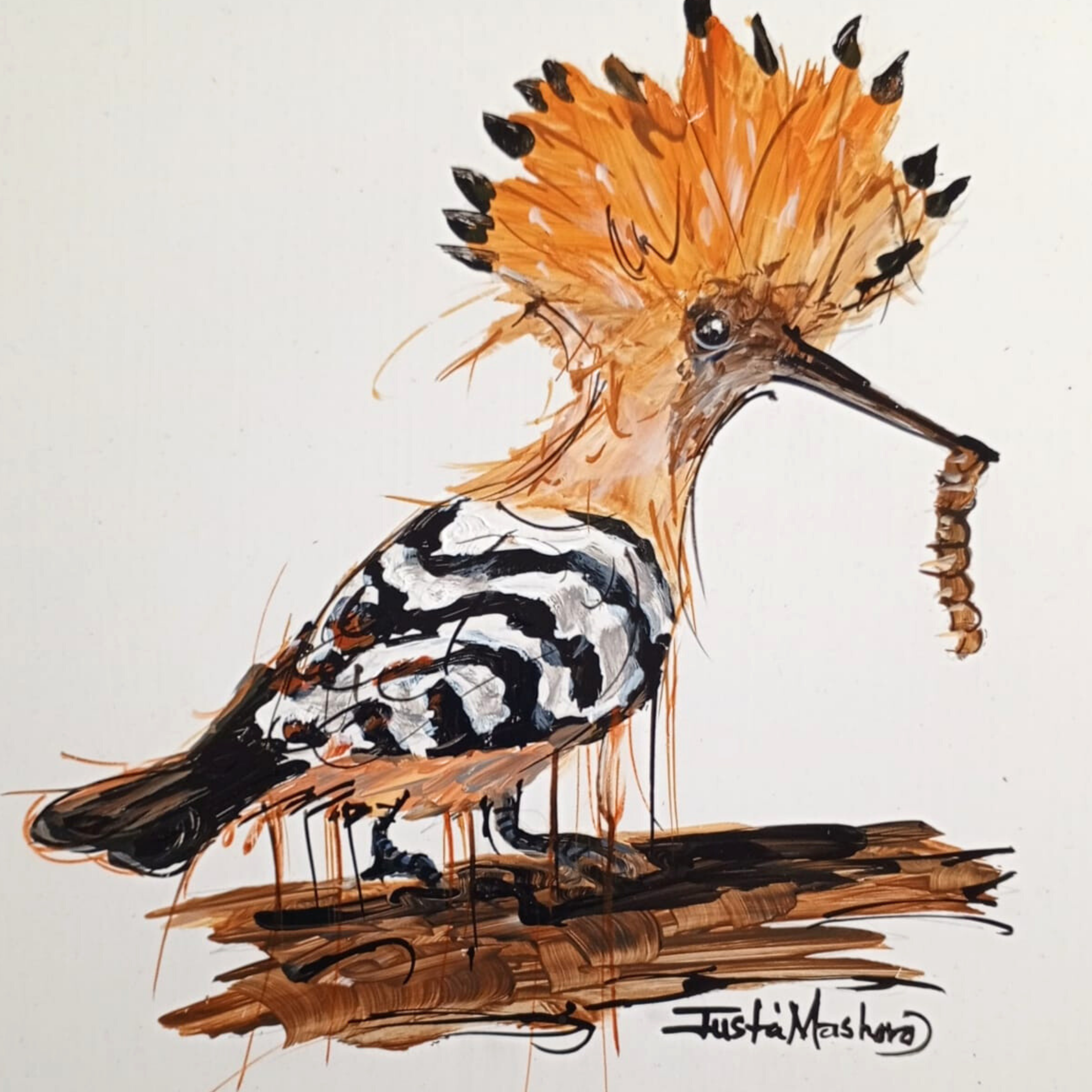 Justin Mashora Masonite Painting - Birds (25cm x 25cm)