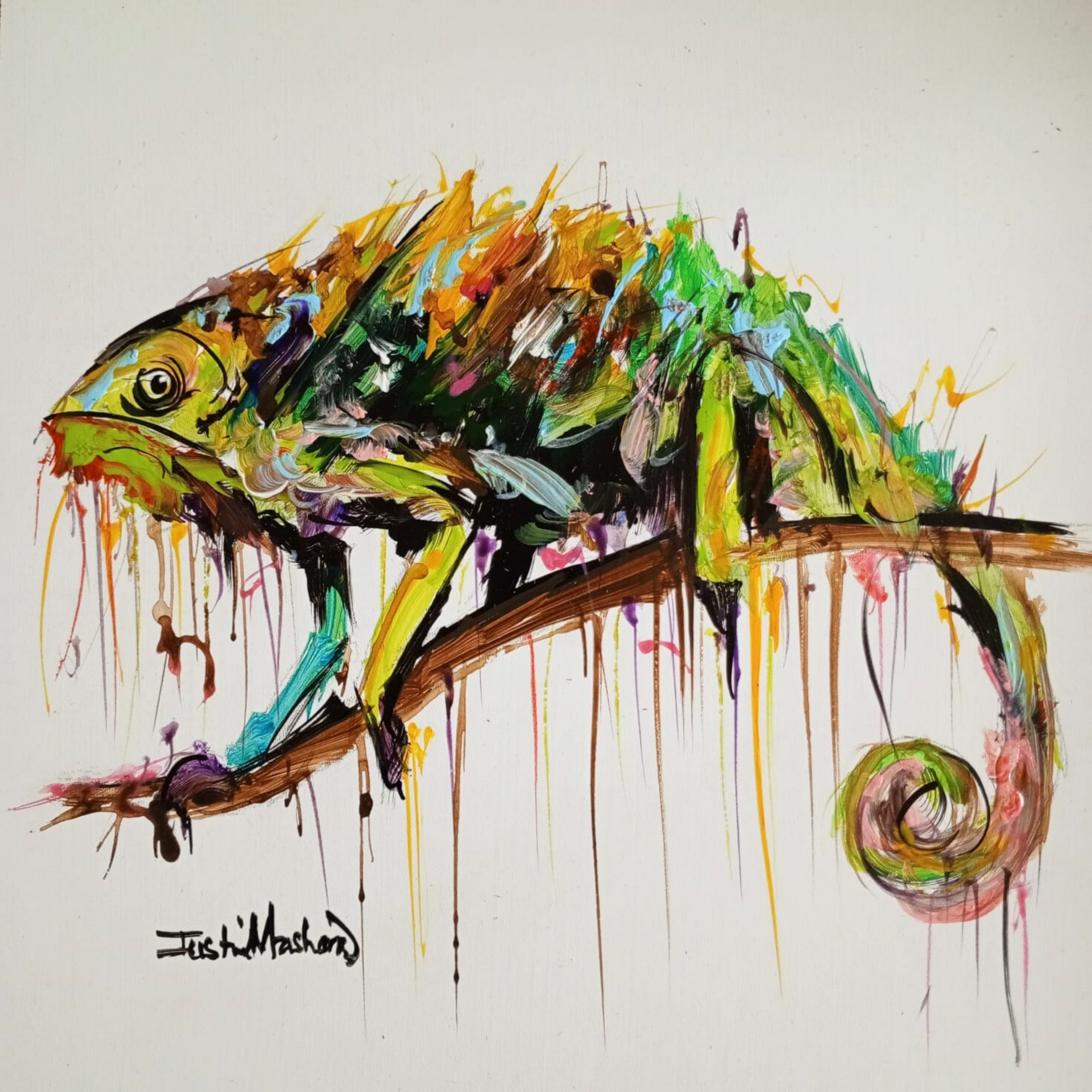 Justin Mashora Masonite Painting - Critters (25cm x 25cm)