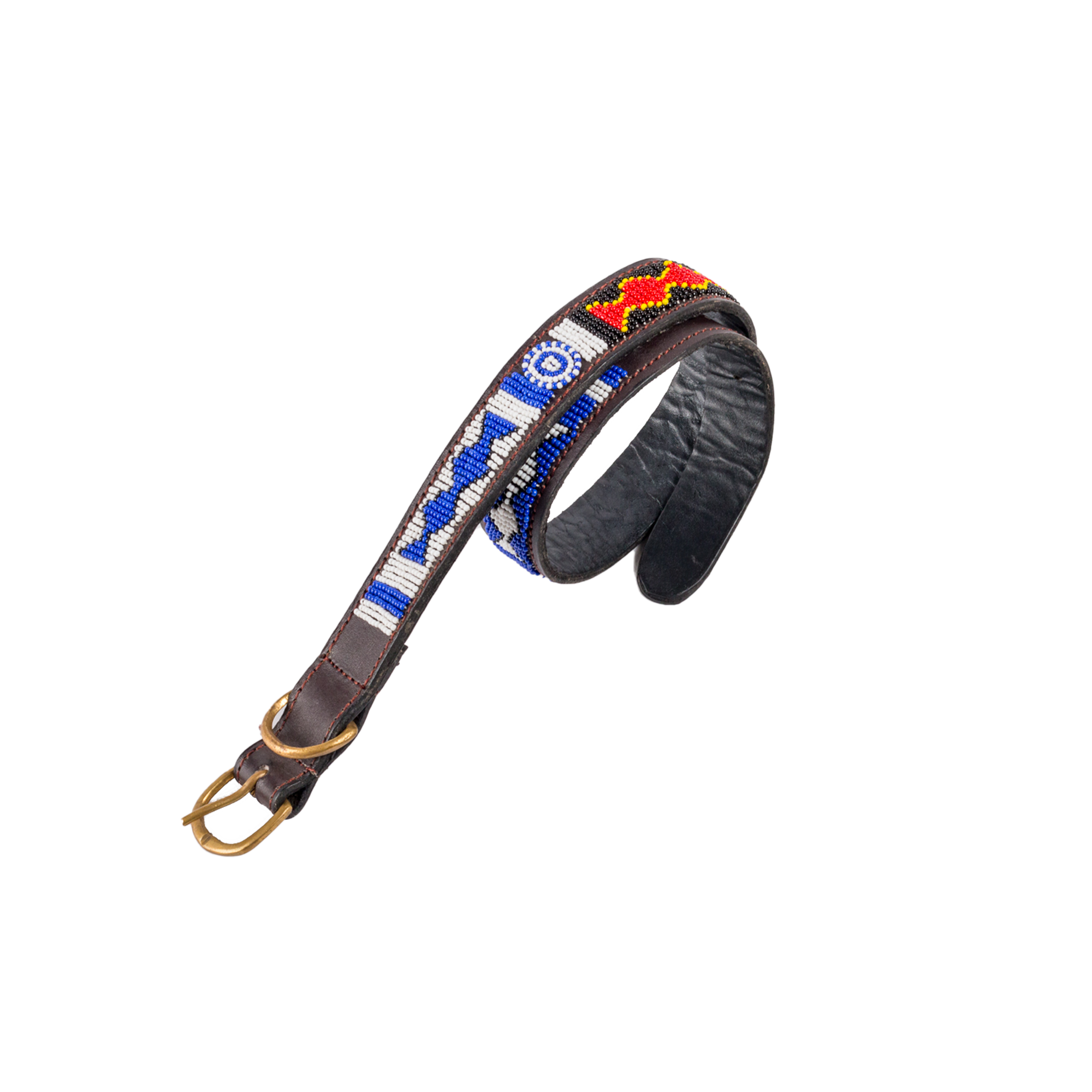 Large Leather Beaded Dog Collar