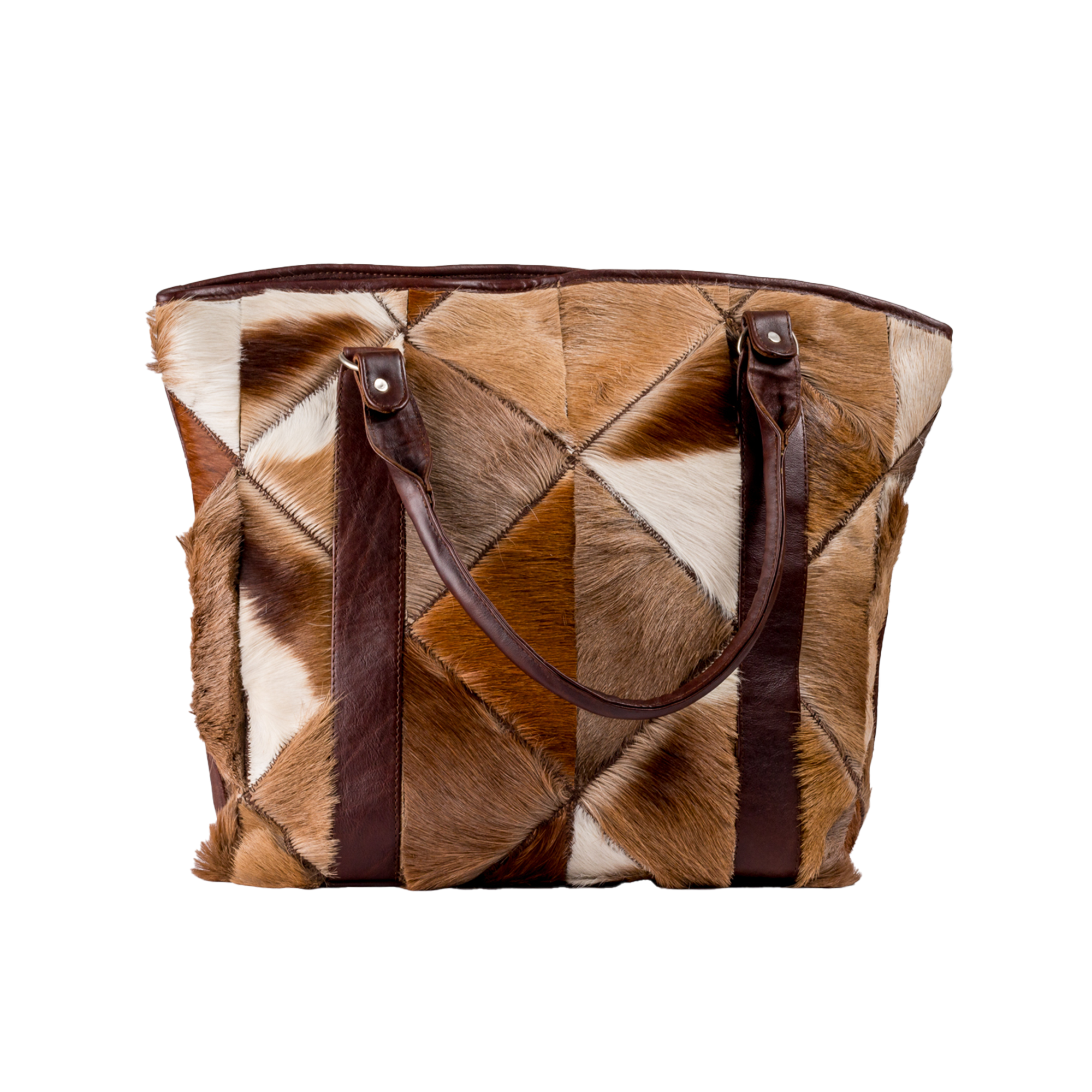 Large Checkered Antelope Leather Handbag