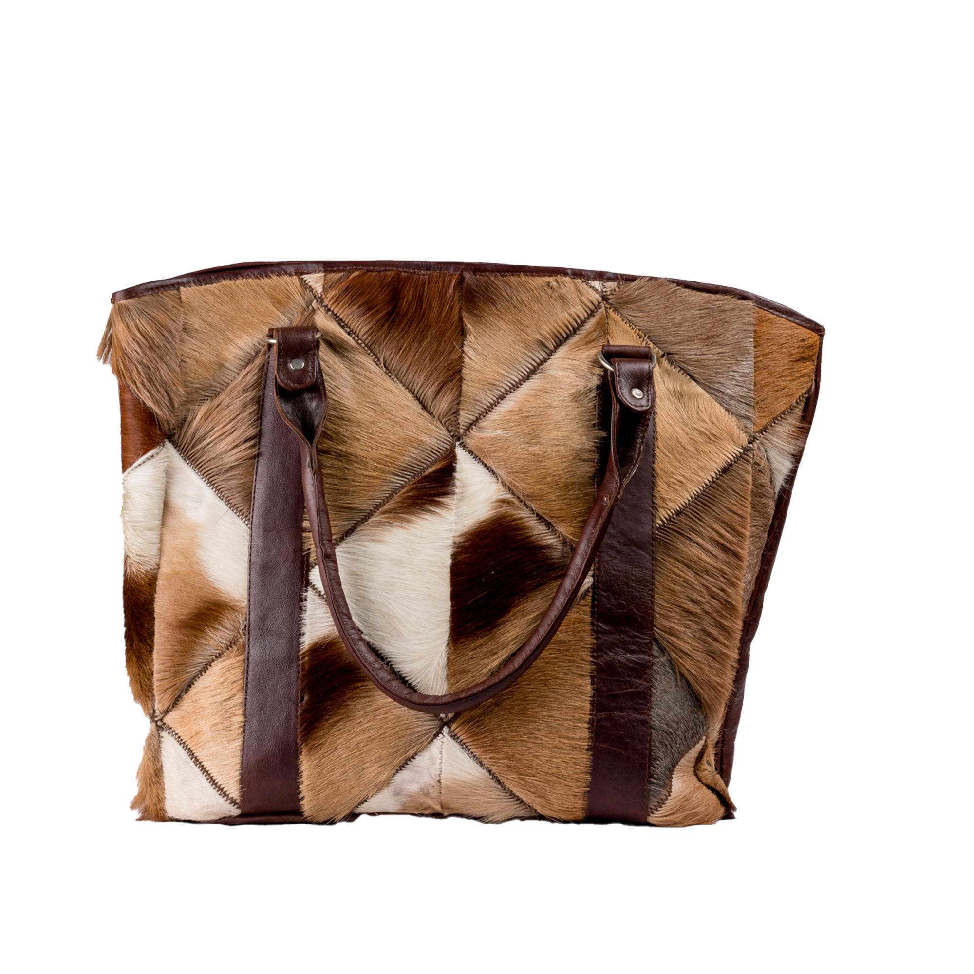 Large Checkered Antelope Leather Handbag