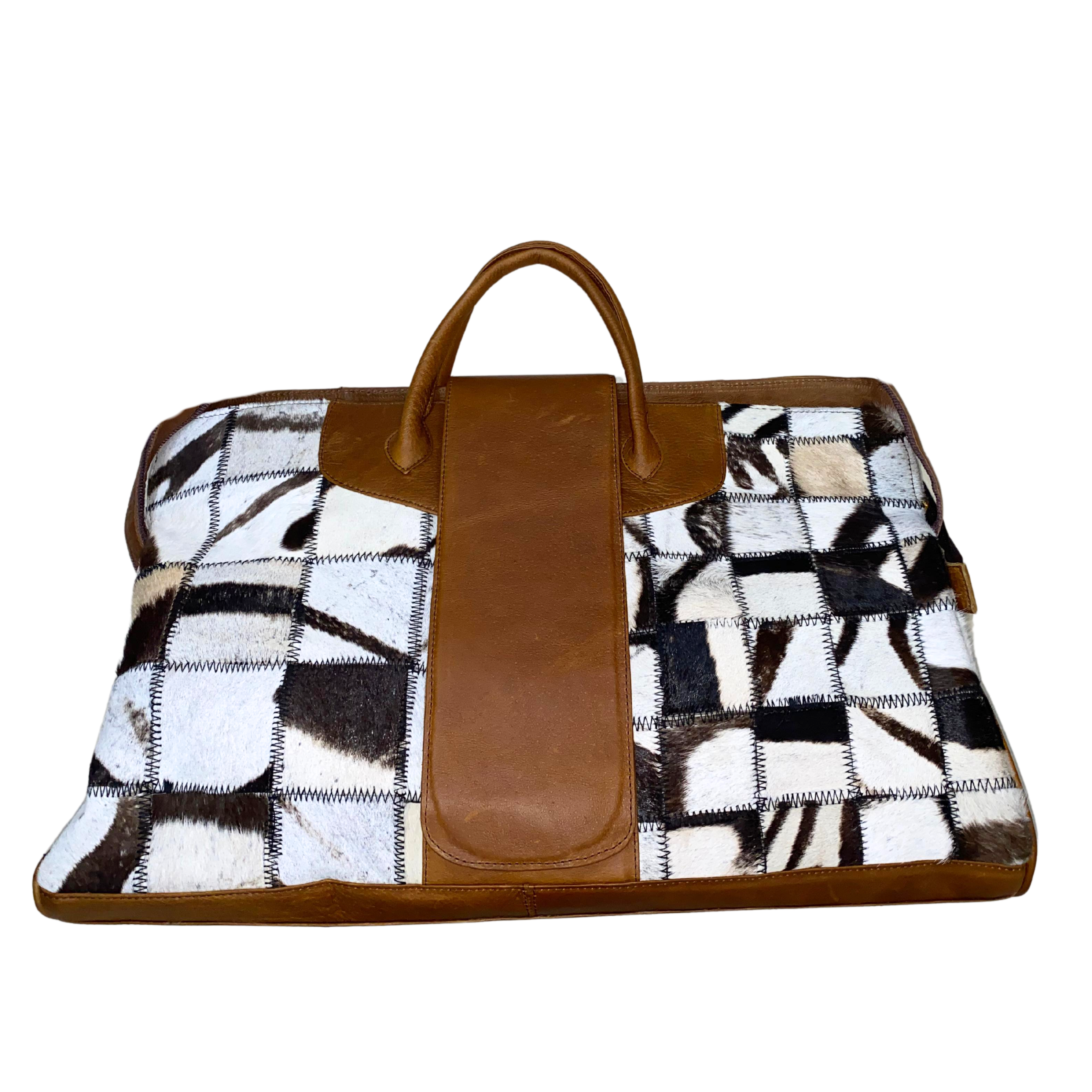 Large Zebra Patched Luggage Bag