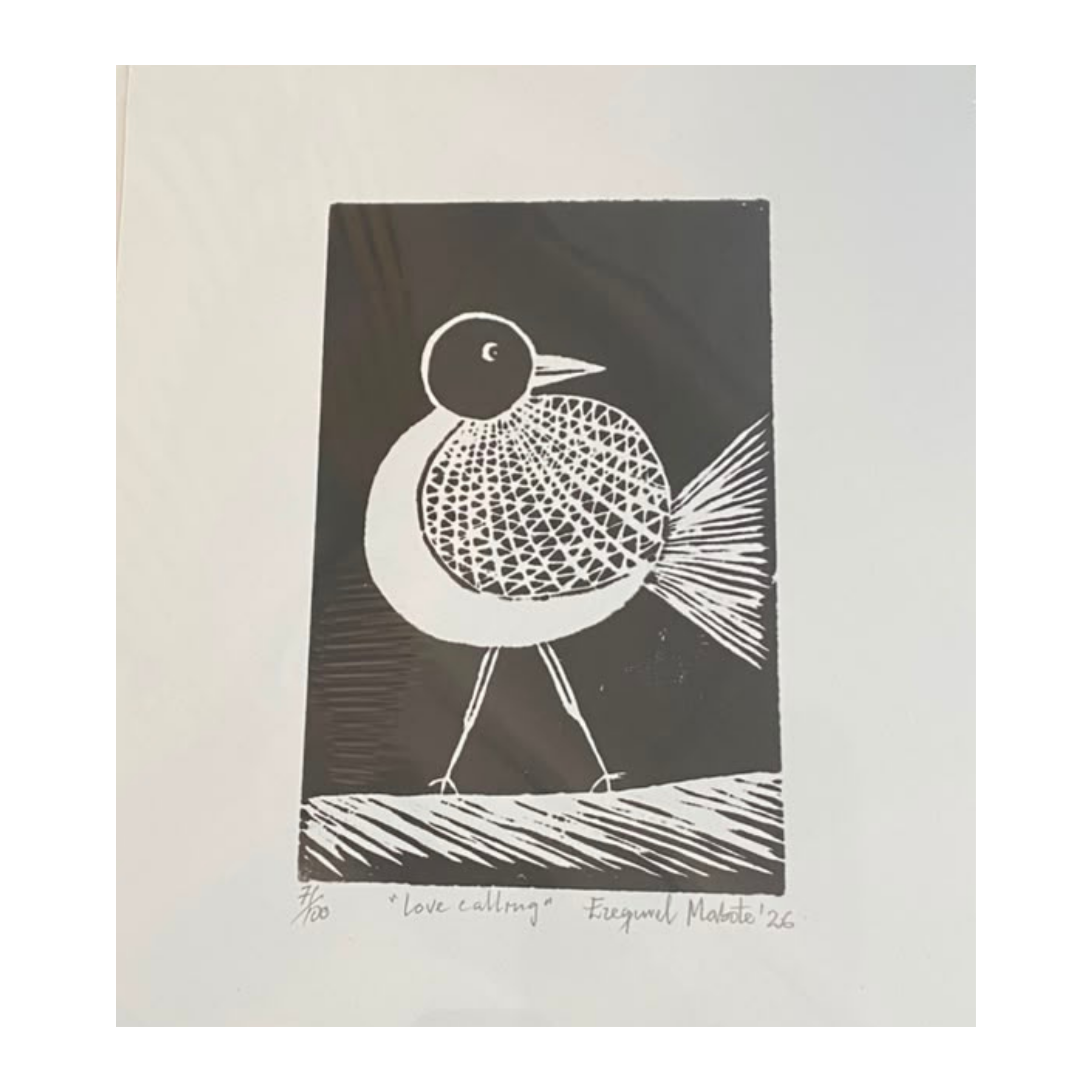 Mabote Art Woodprint Painting - Love Calling