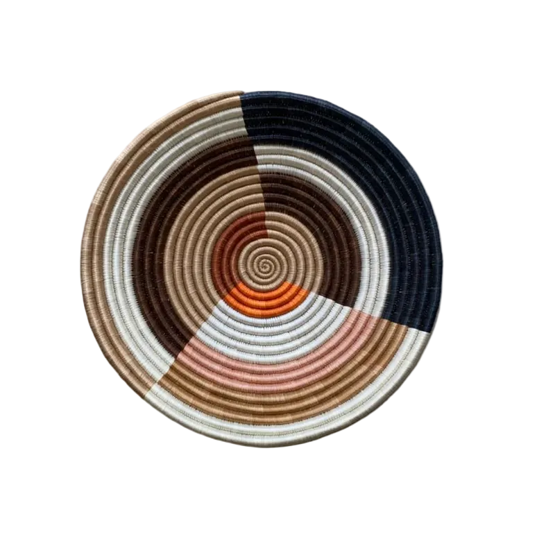 Large Handwoven Rwandan Basket - Colourful Patterns (28cm)