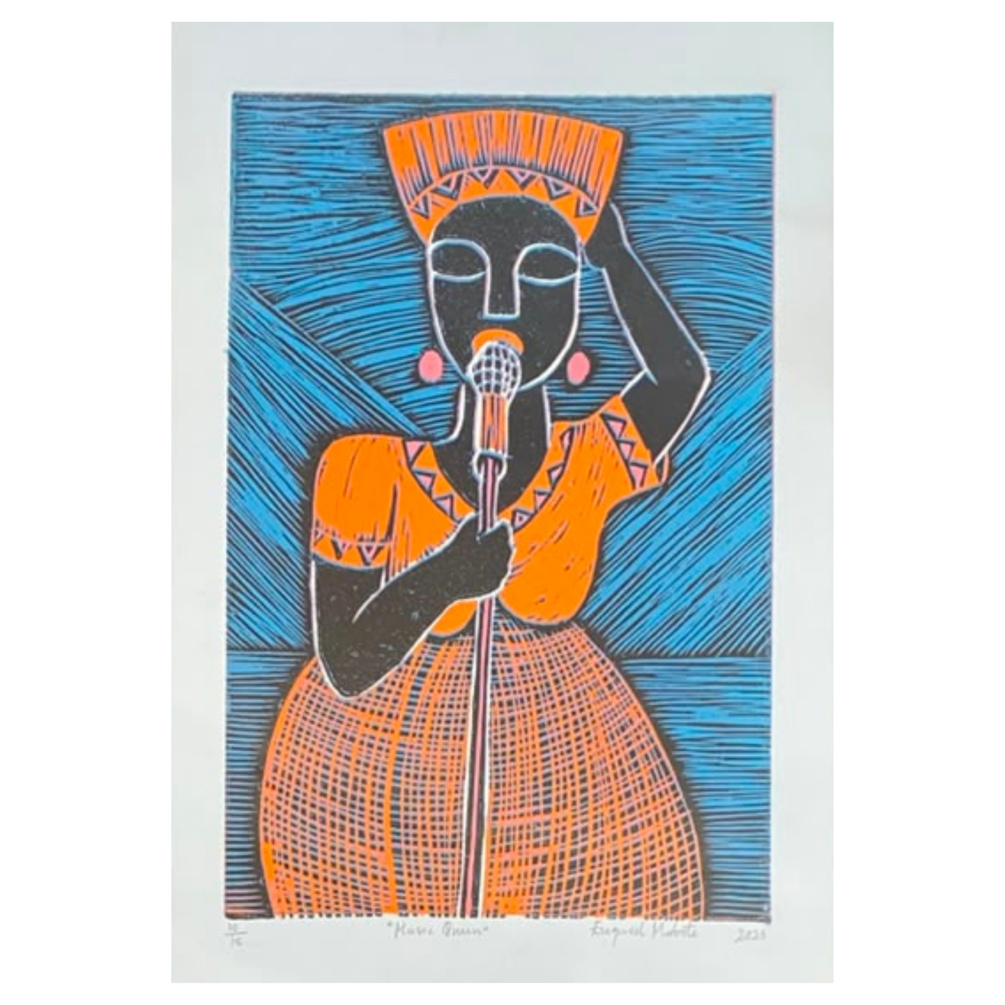 Mabote Art Woodprint Painting - Music Queen