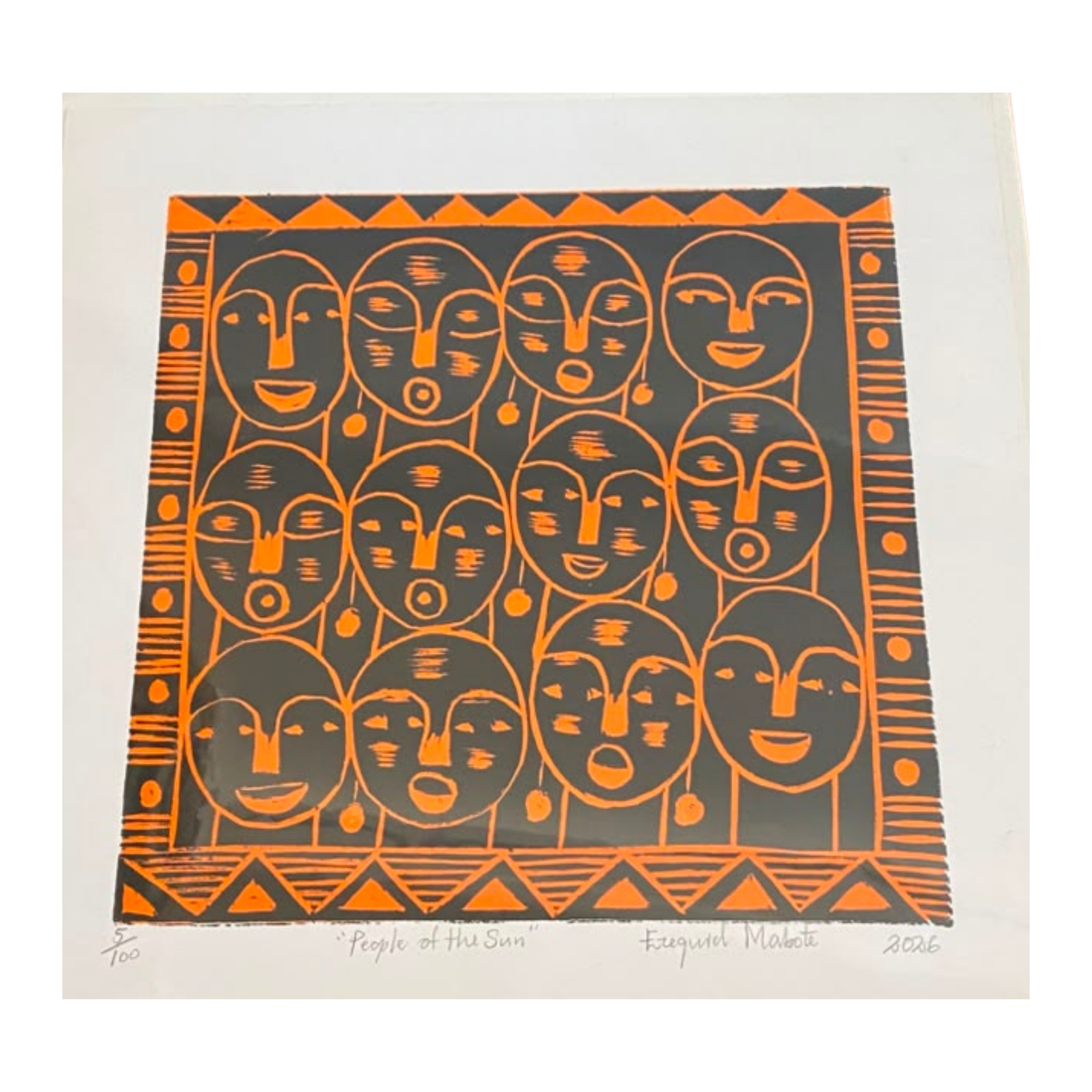 Mabote Art Woodprint Painting - People Of The Sun