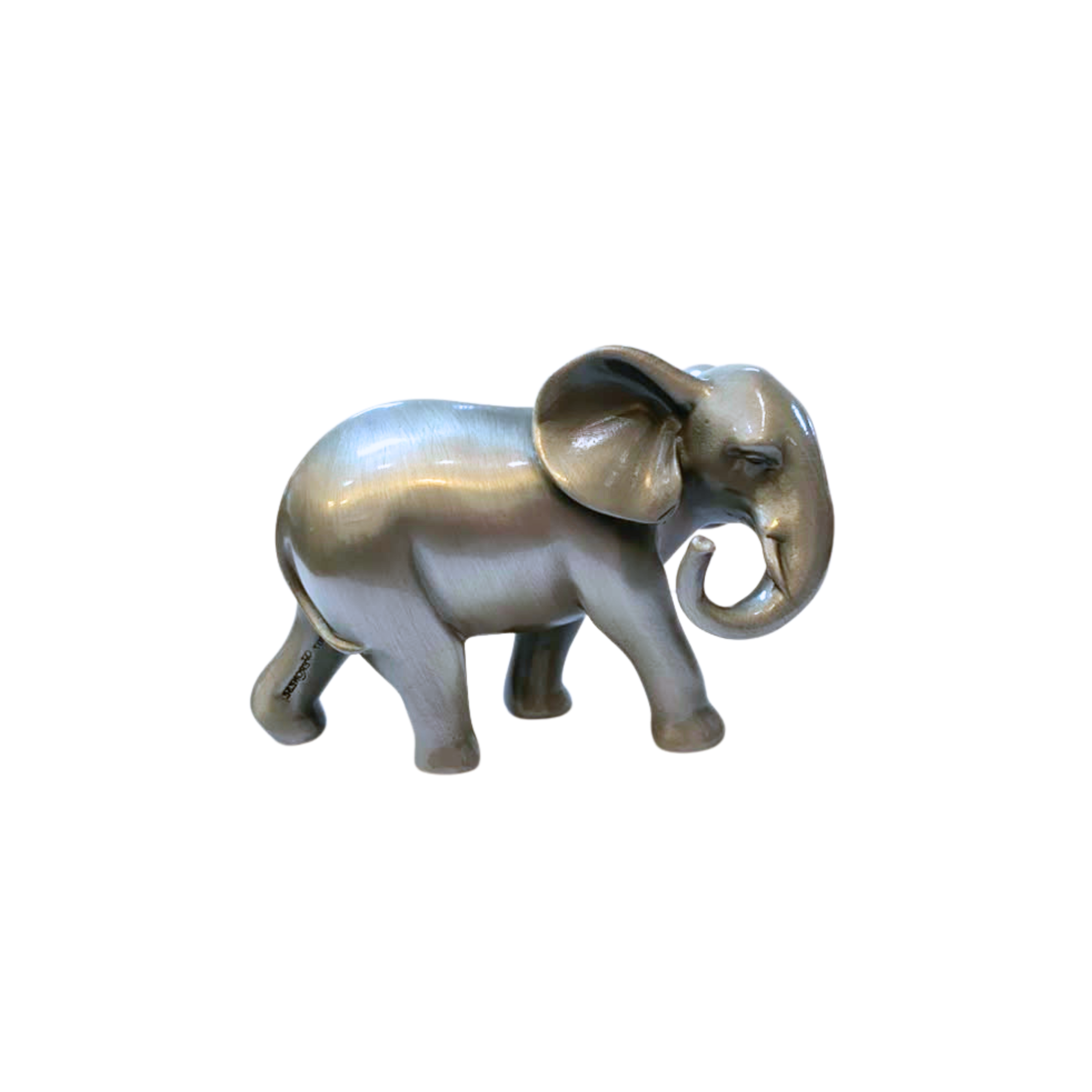 Pewter Elephant Trunk Down Sculpture