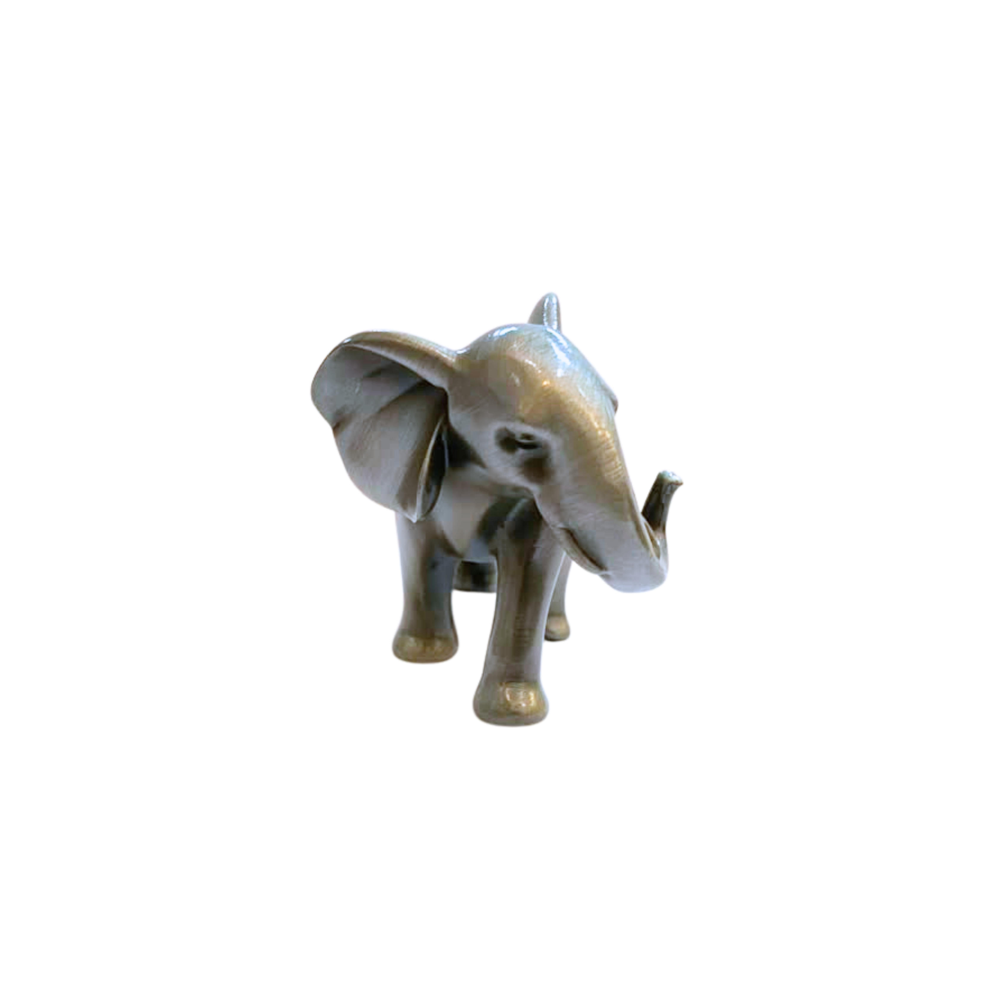 Pewter Elephant Trunk Down Sculpture