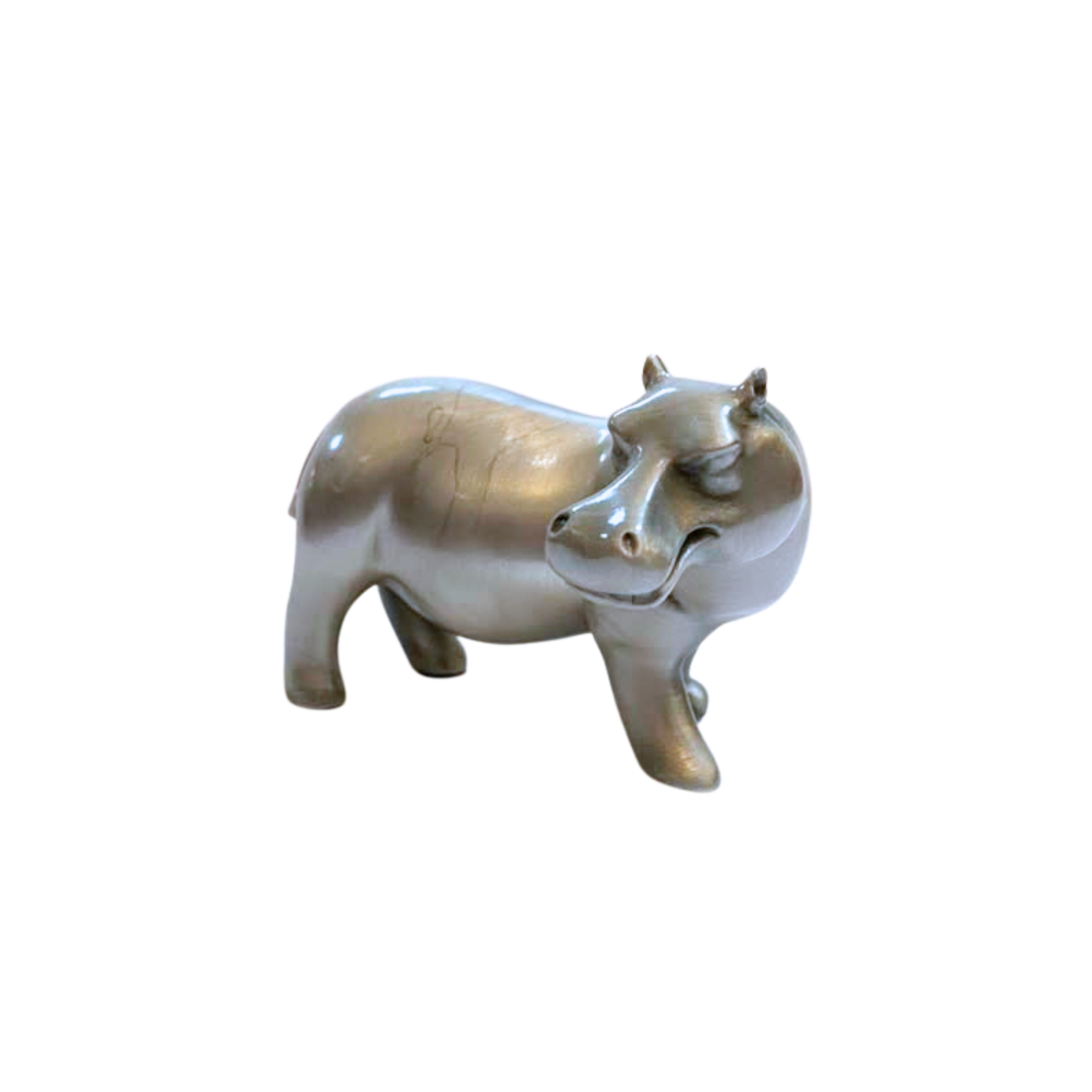 Pewter Hippo Mouth Closed Sculpture