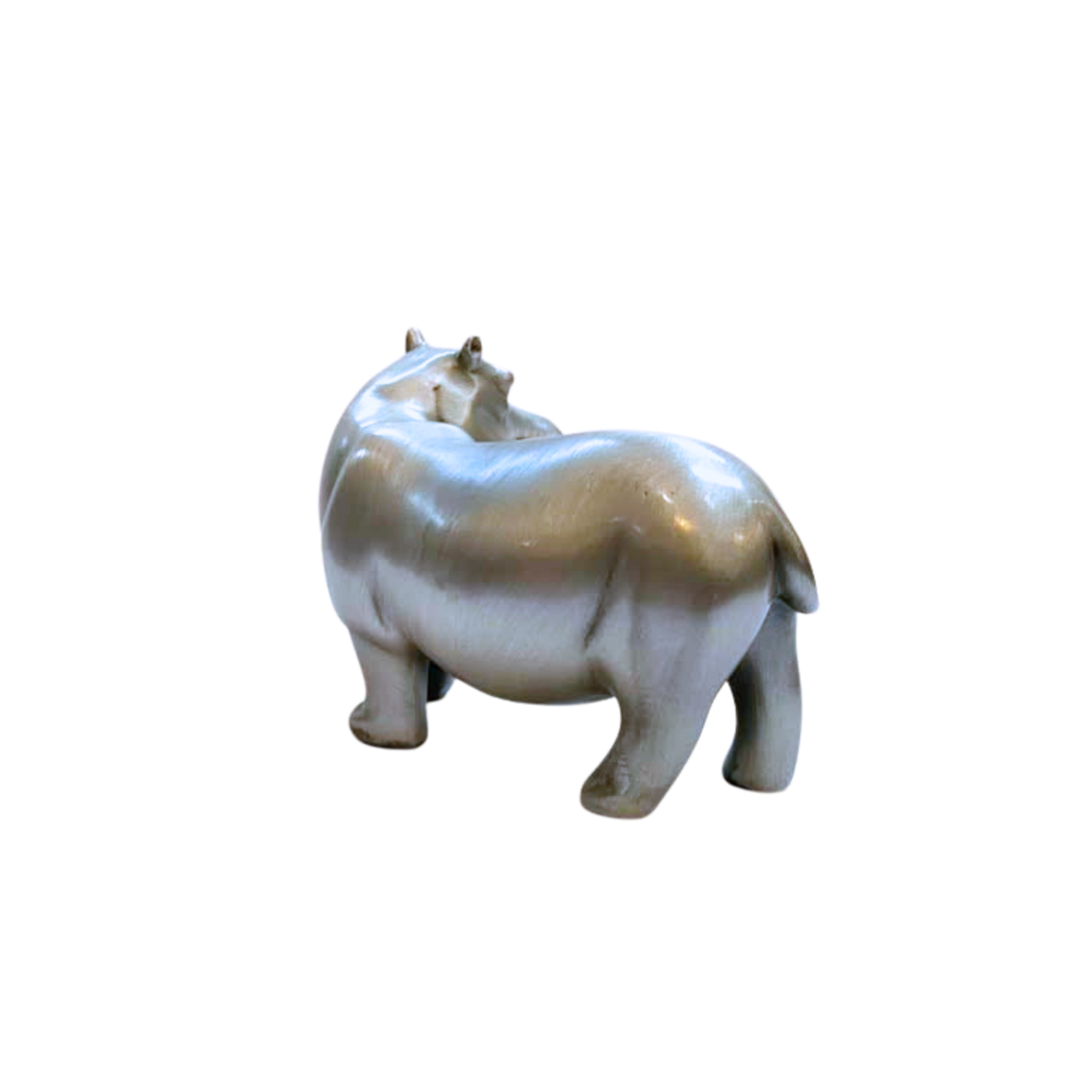 Pewter Hippo Mouth Closed Sculpture
