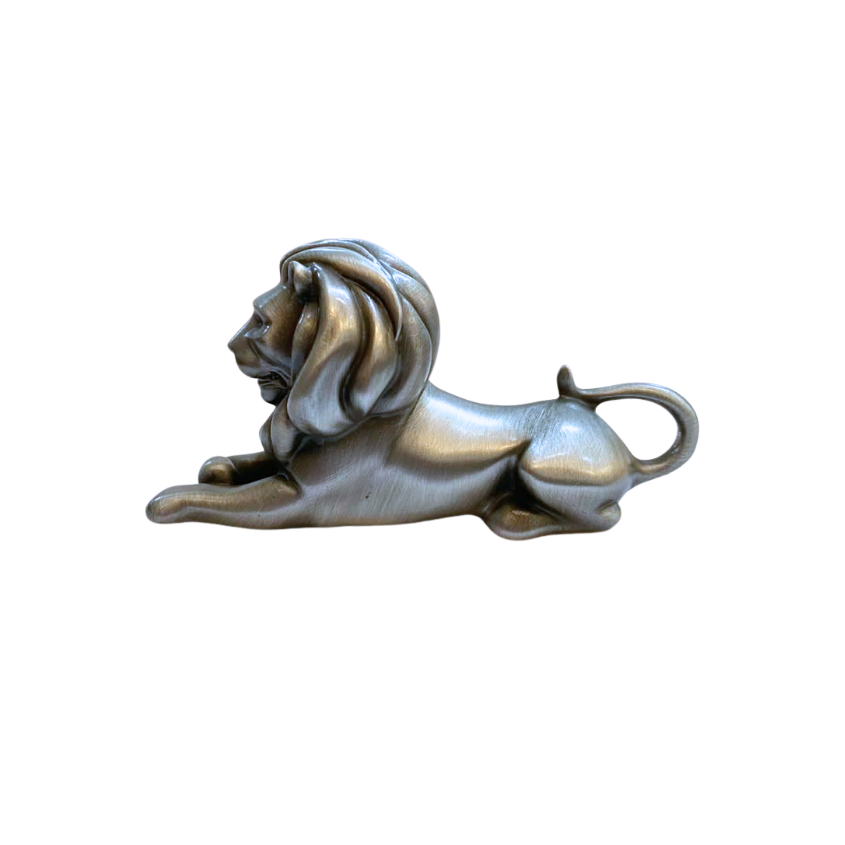 Pewter Lion Lying Down Sculpture
