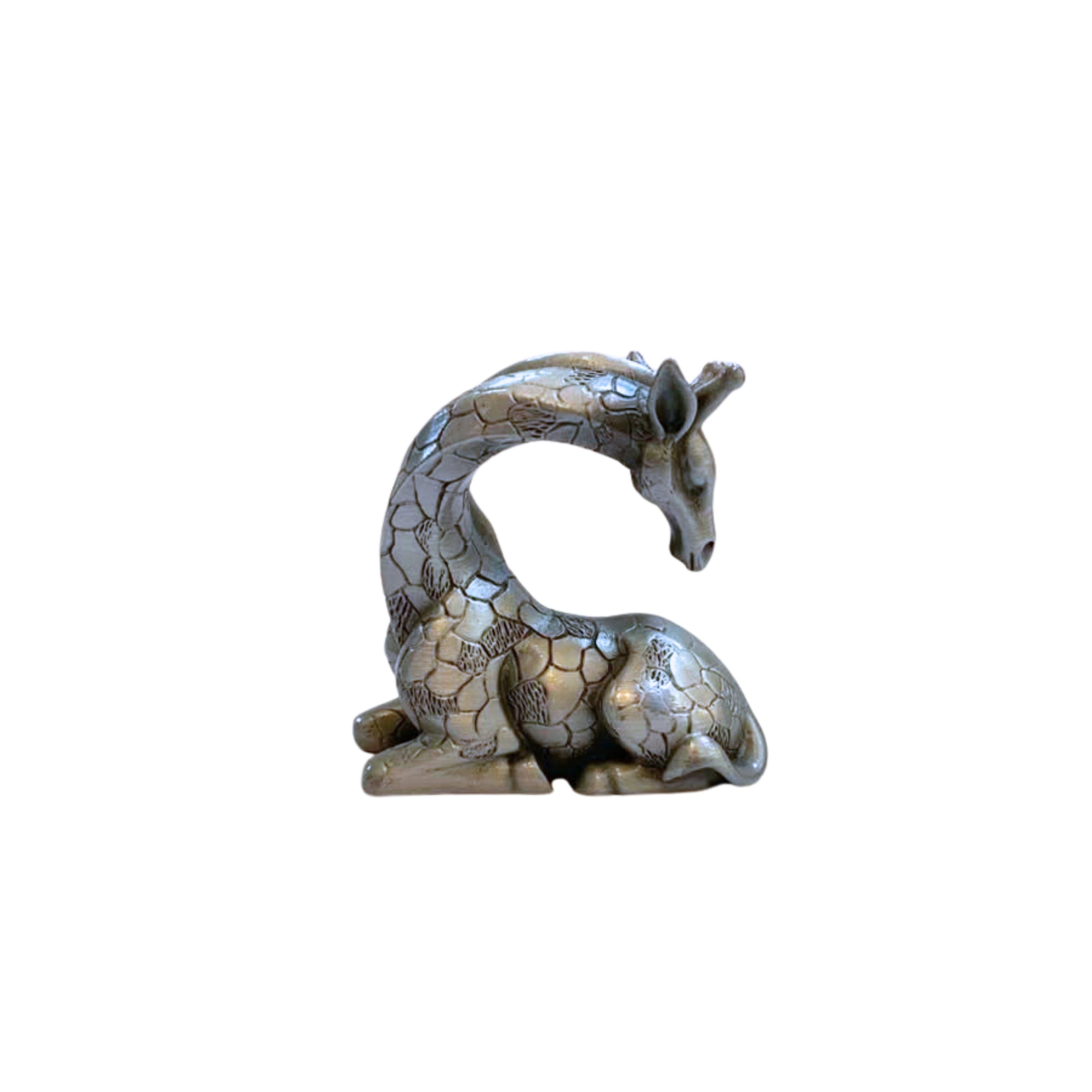 Pewter Giraffe Sitting Sculpture