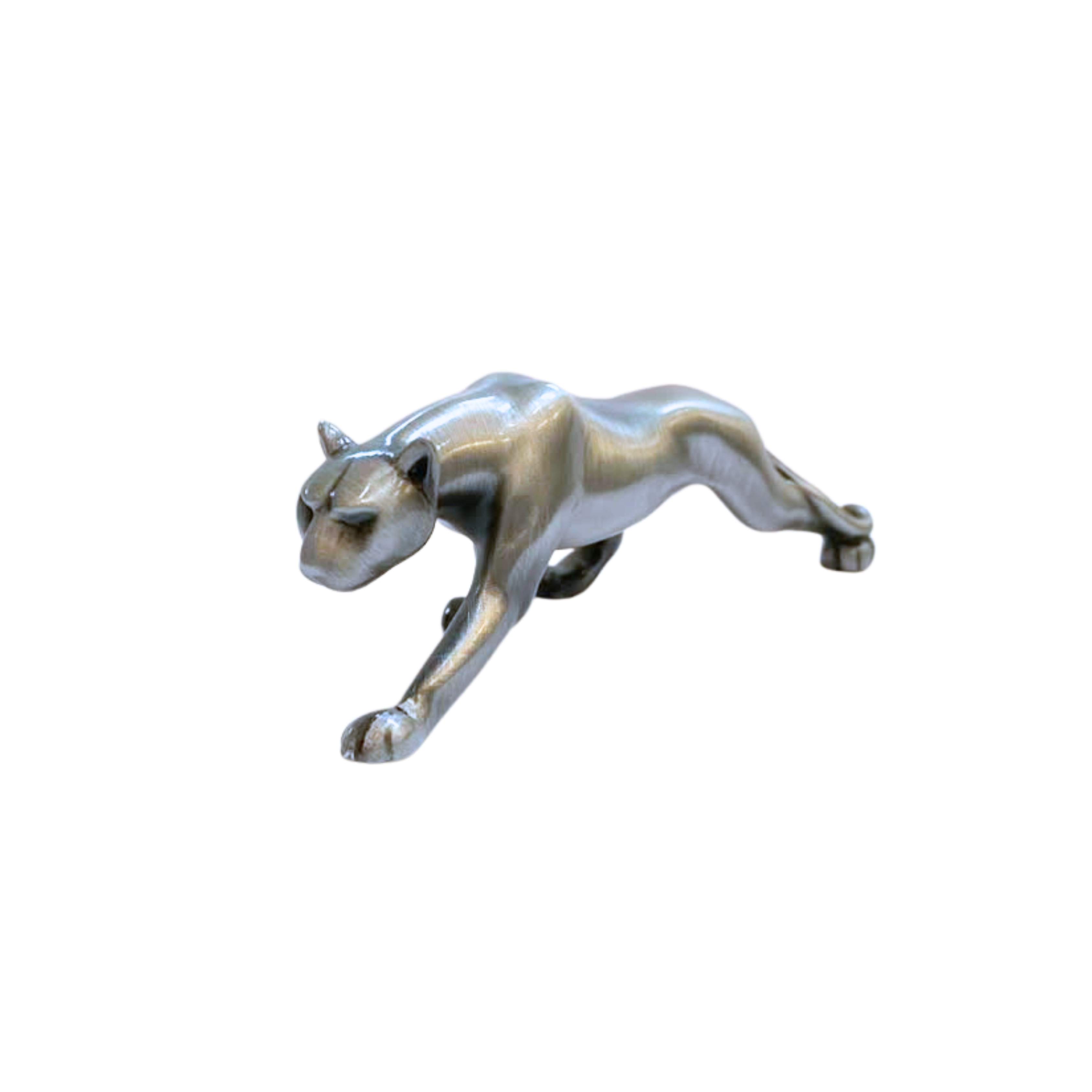 Pewter Lioness Walking Sculpture