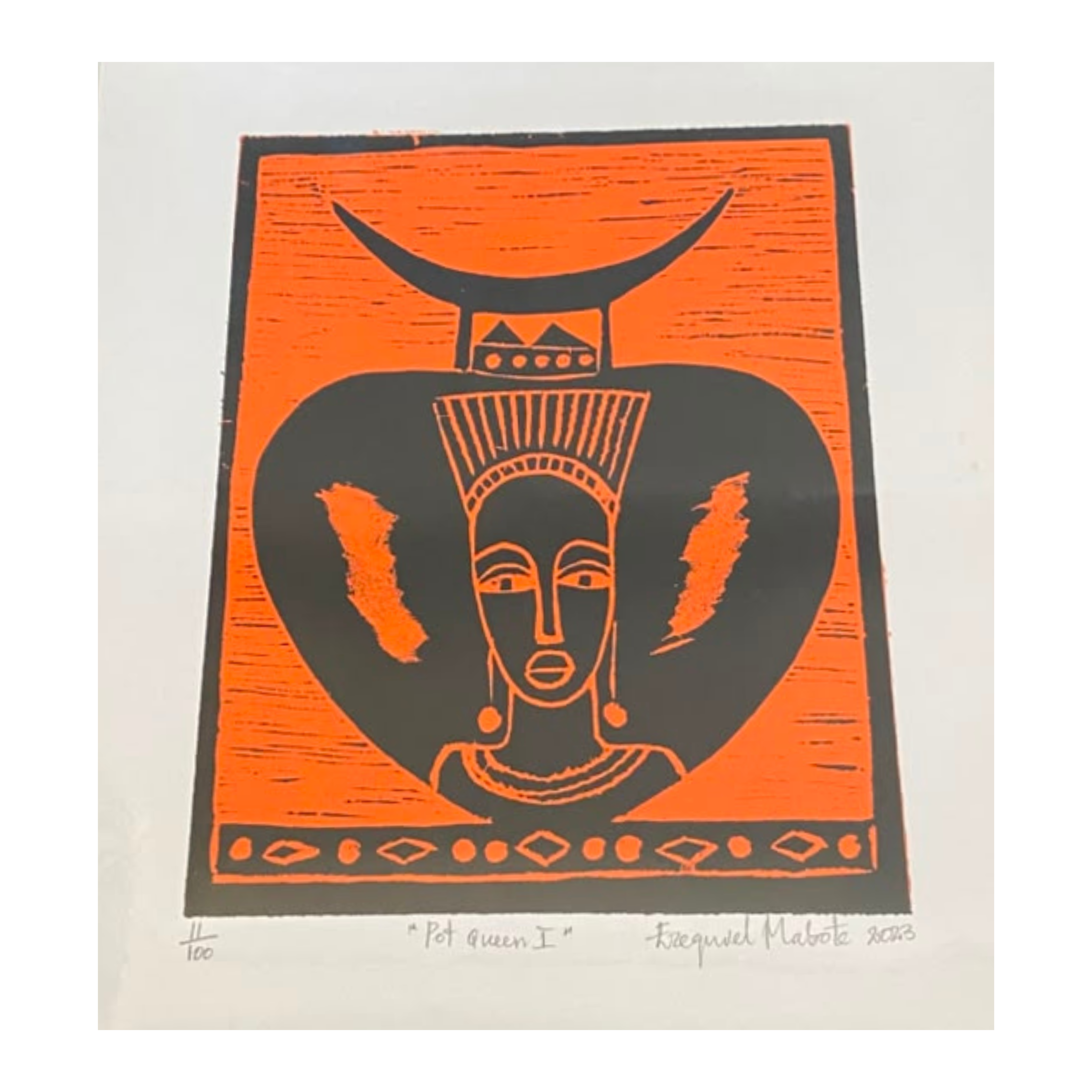 Mabote Art Woodprint Painting - Pot Queen