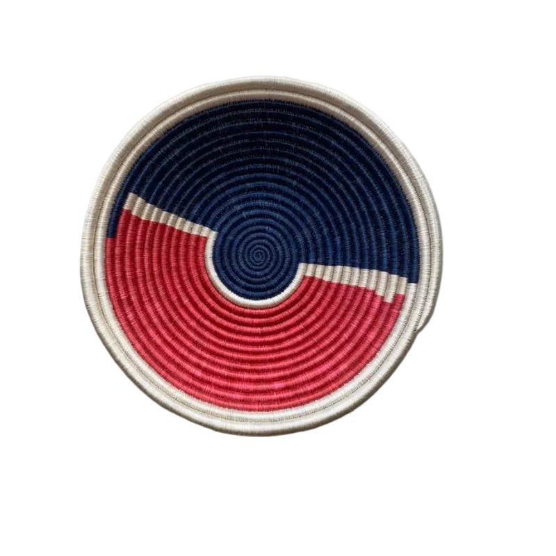 Large Handwoven Rwandan Basket - Colourful Patterns (28cm)