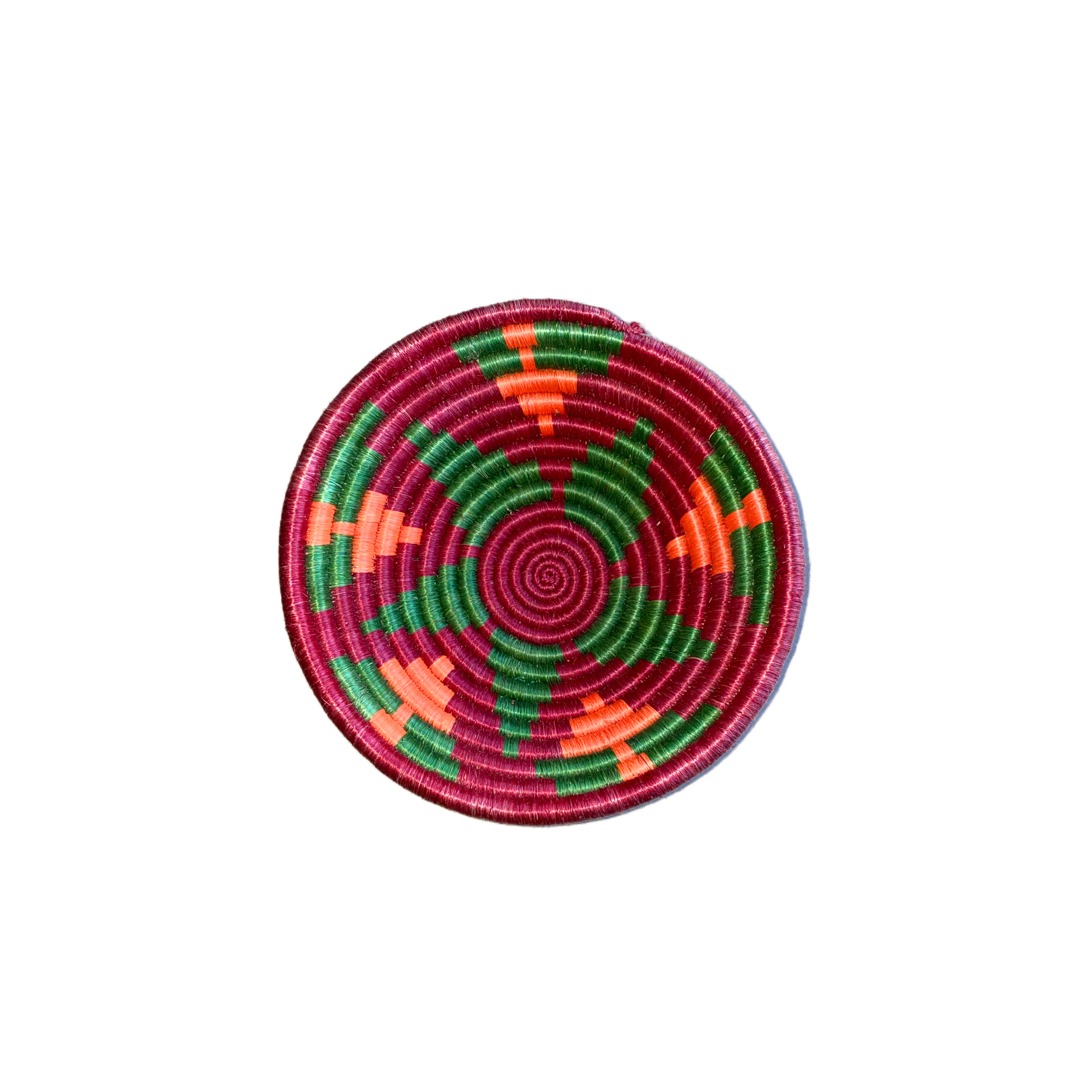 Small Handwoven Rwandan Basket - Colour Patterns (19cm)