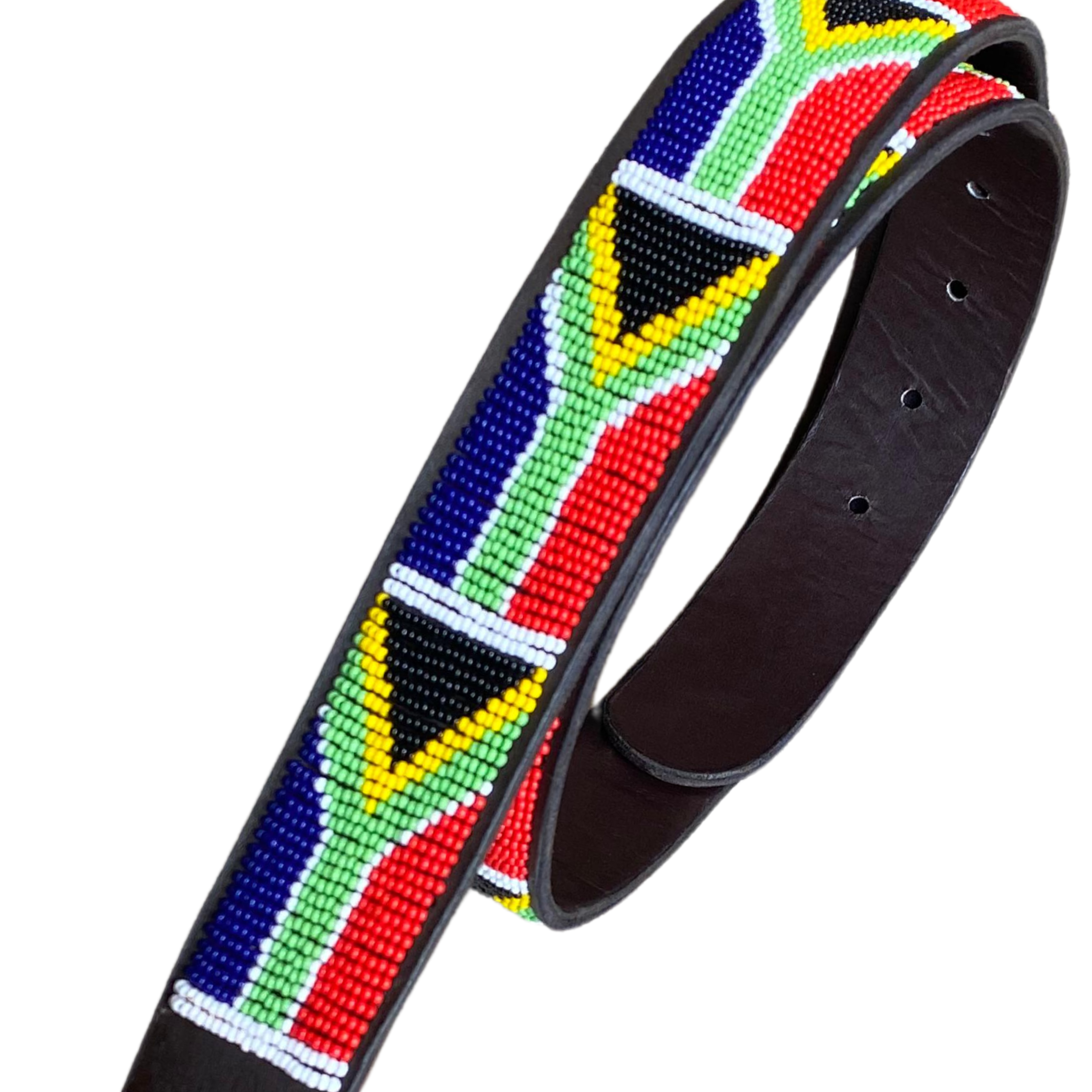 South African Flag - Colourful Beaded Leather Belt