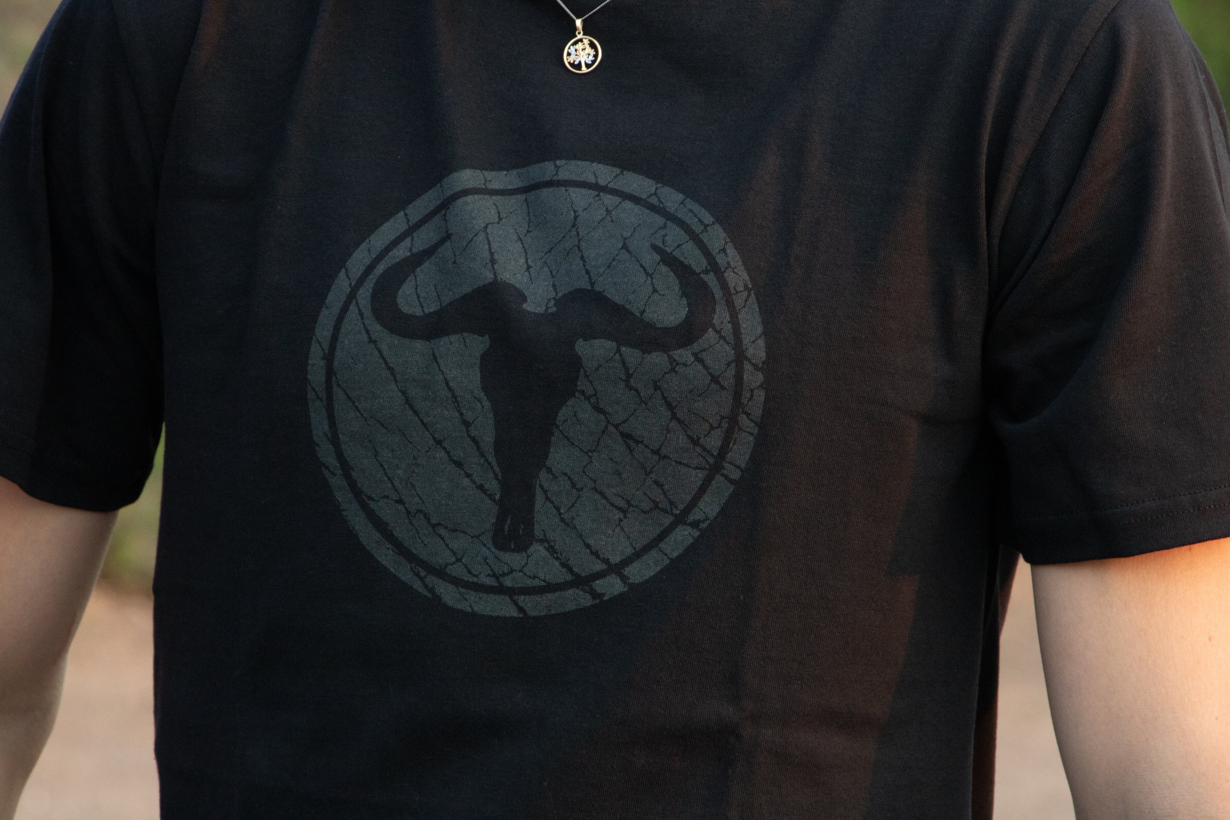 Wildebeest on Elephant Skin T-Shirt - Black On Black