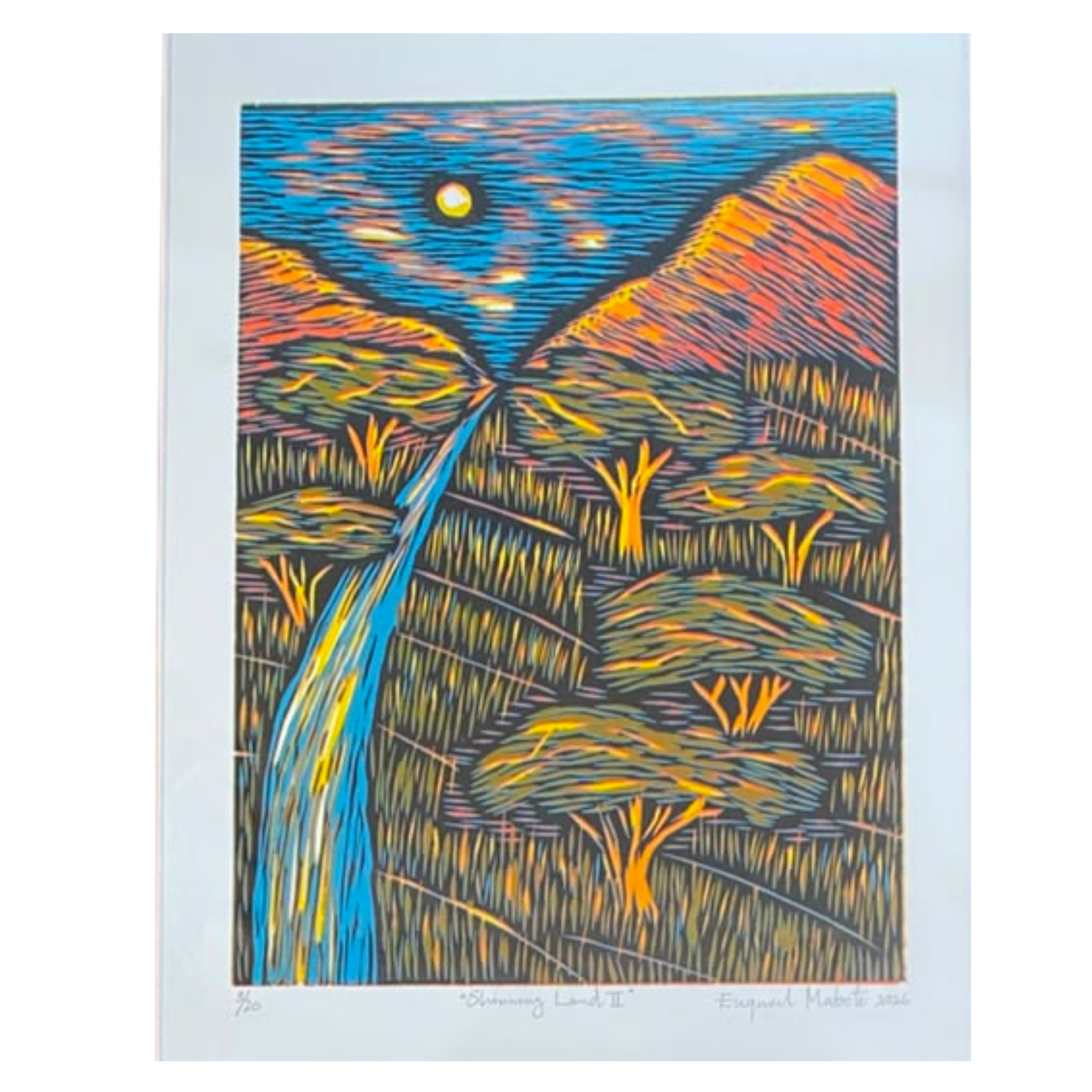 Mabote Art Woodprint Painting - Shinning Land