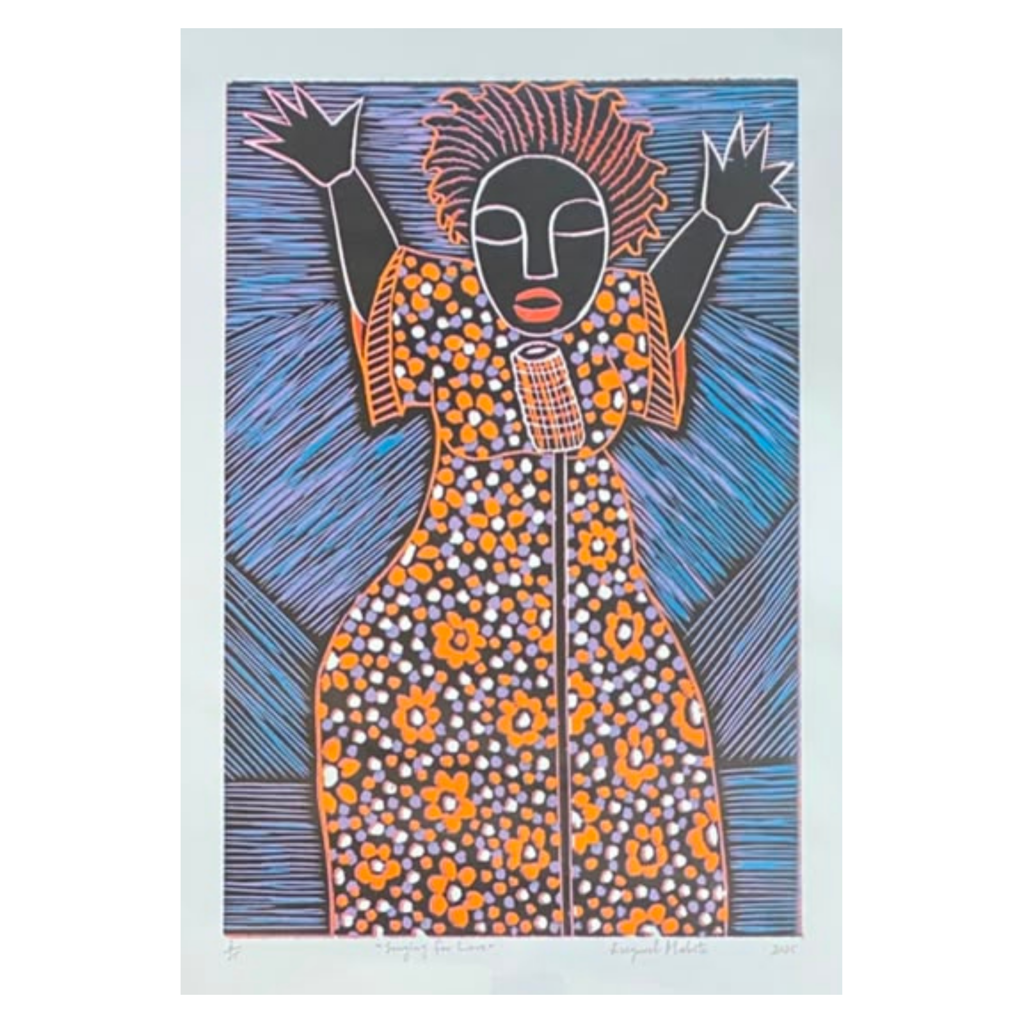 Mabote Art Woodprint Painting - Singing For Love