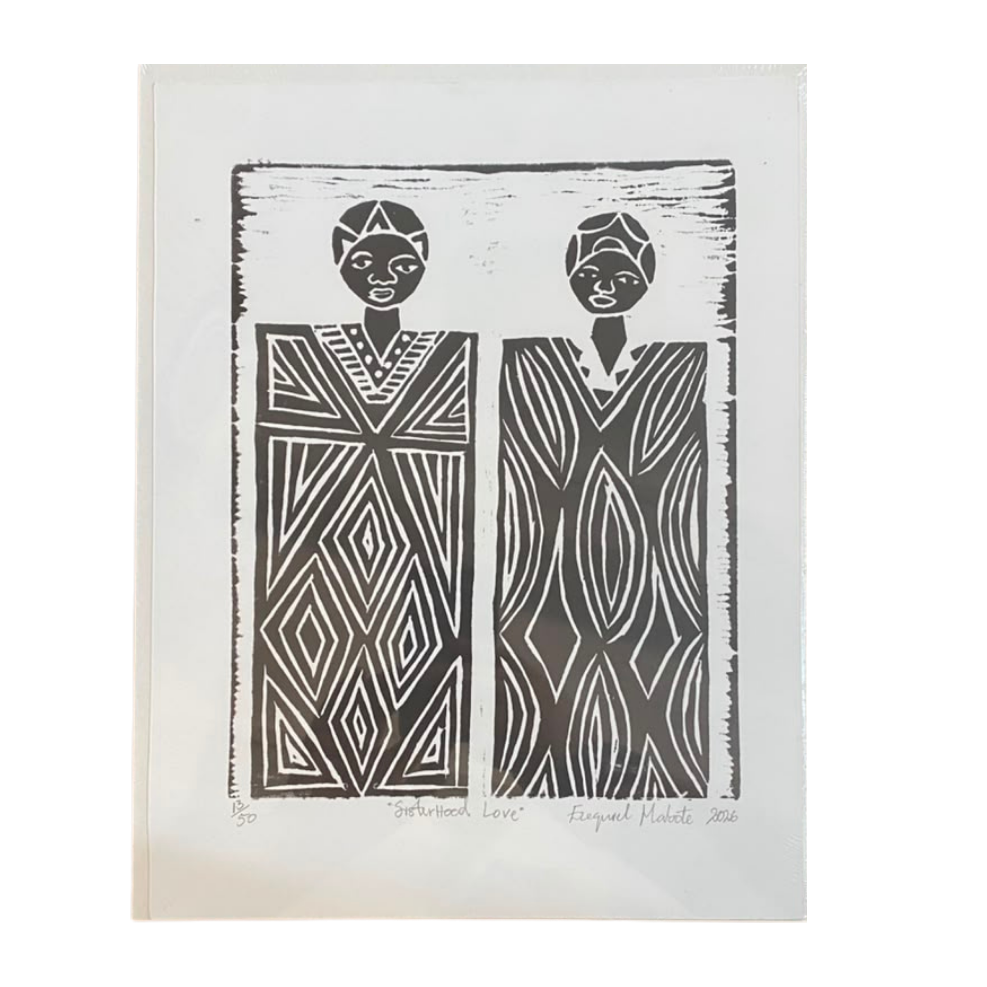Mabote Art Woodprint Painting - Sisterhood Love