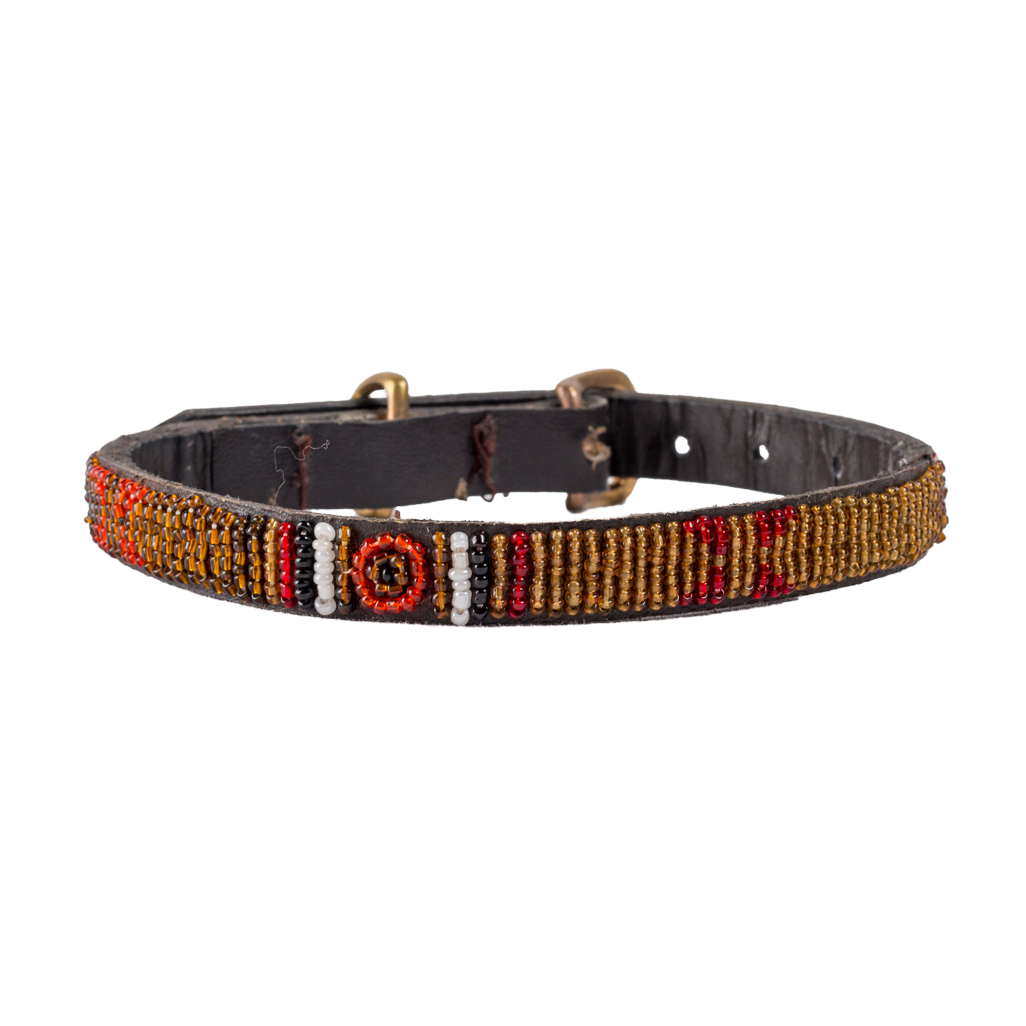 Small Leather Beaded Dog Collar