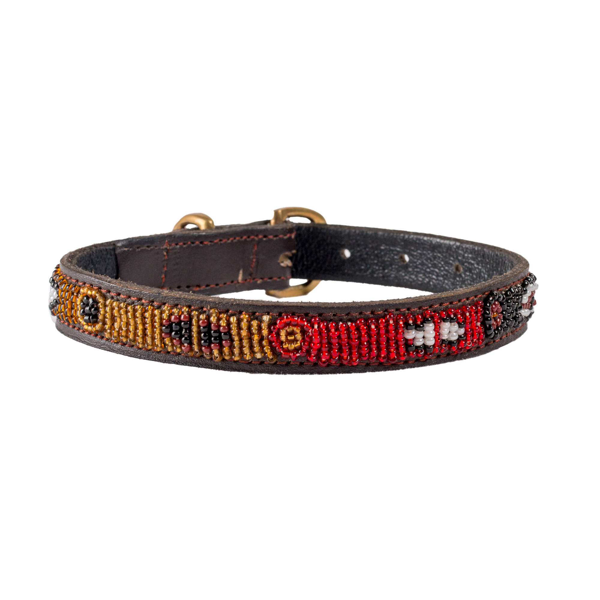 Small Leather Beaded Dog Collar