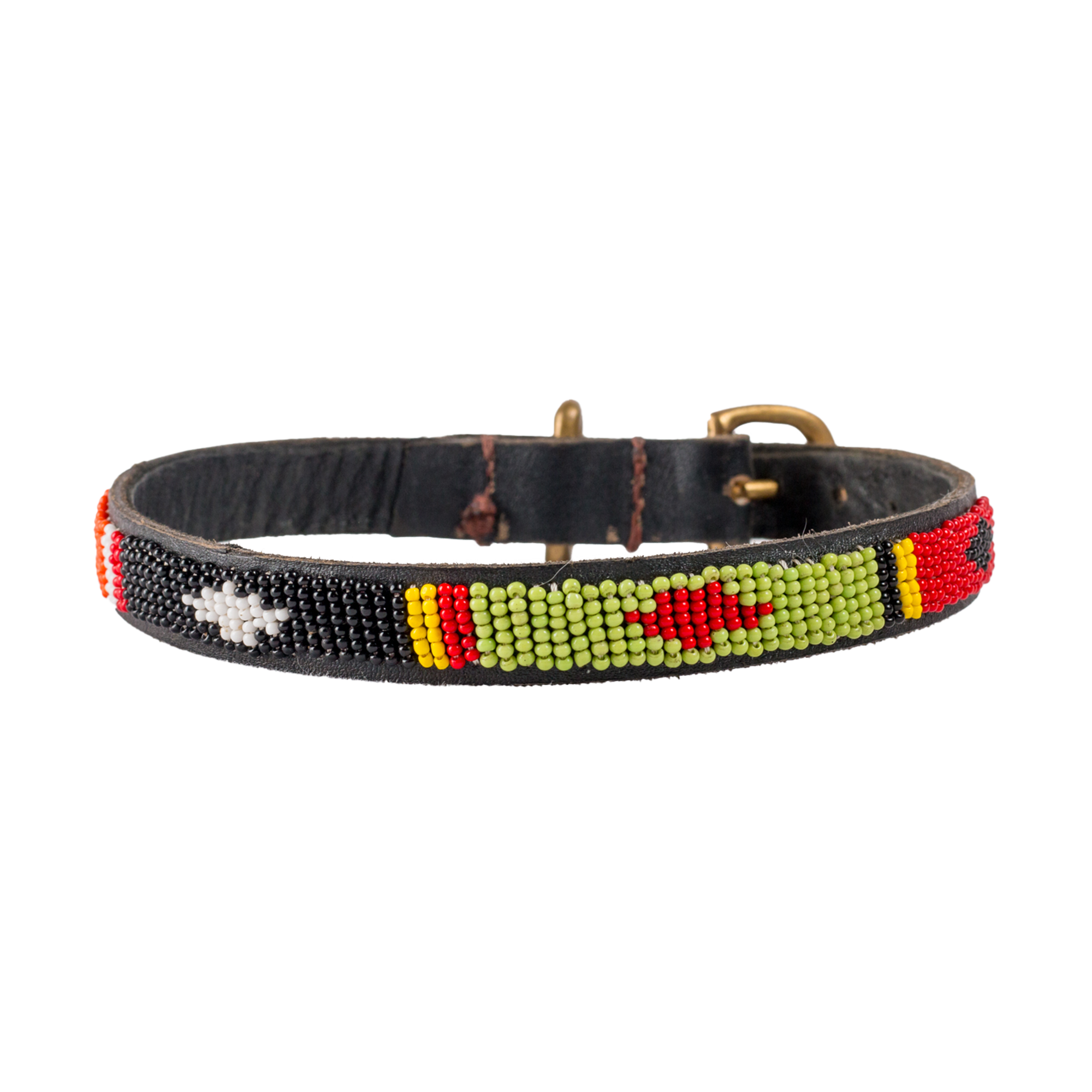 Small Leather Beaded Dog Collar