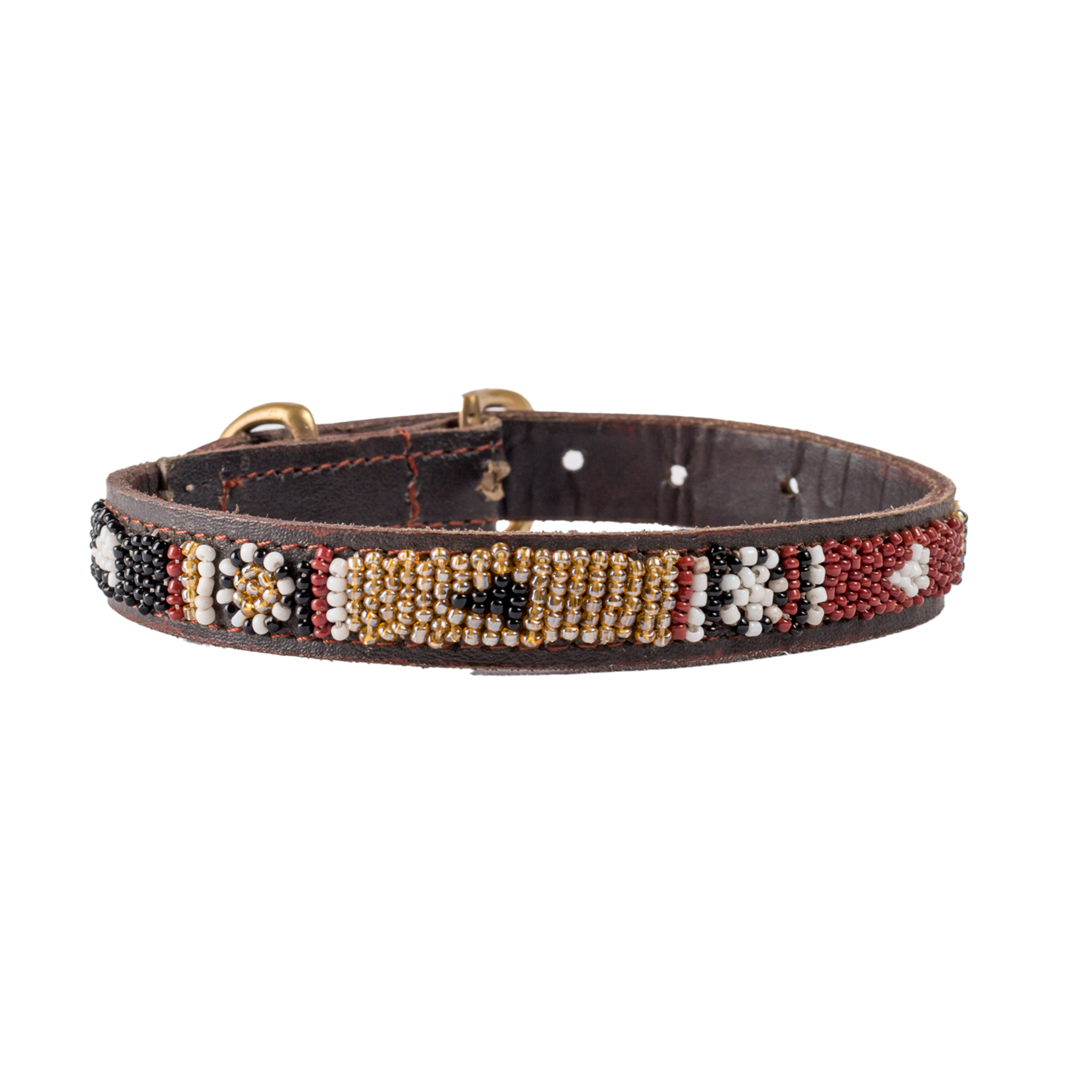 Small Leather Beaded Dog Collar