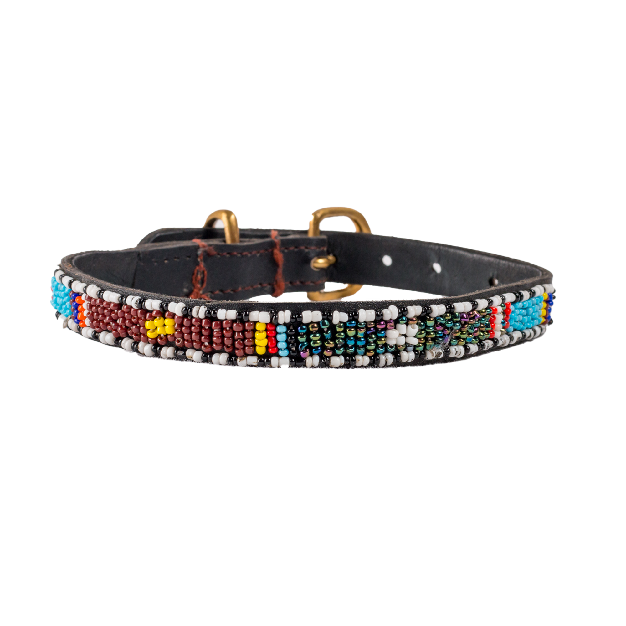 Small Leather Beaded Dog Collar