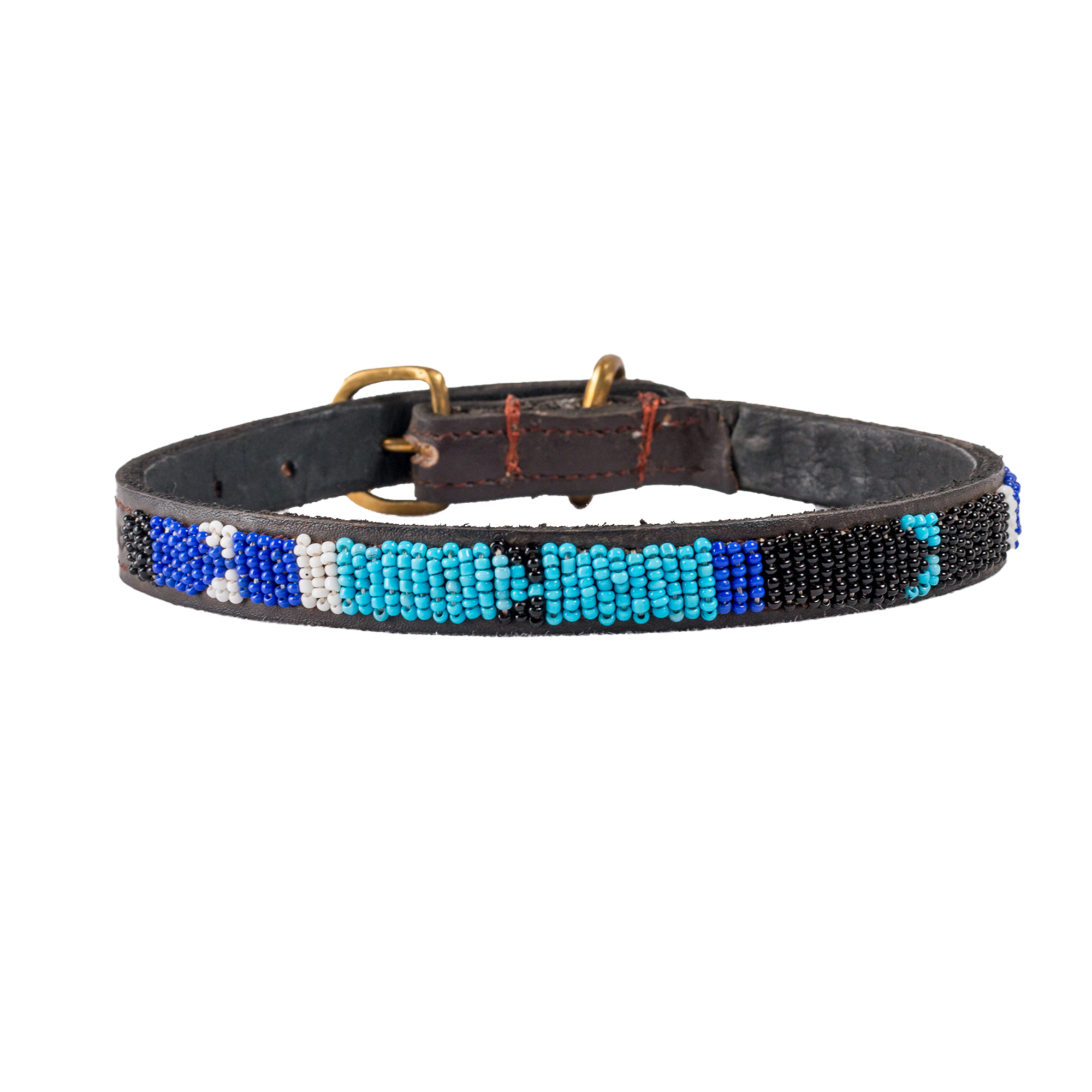 Small Leather Beaded Dog Collar