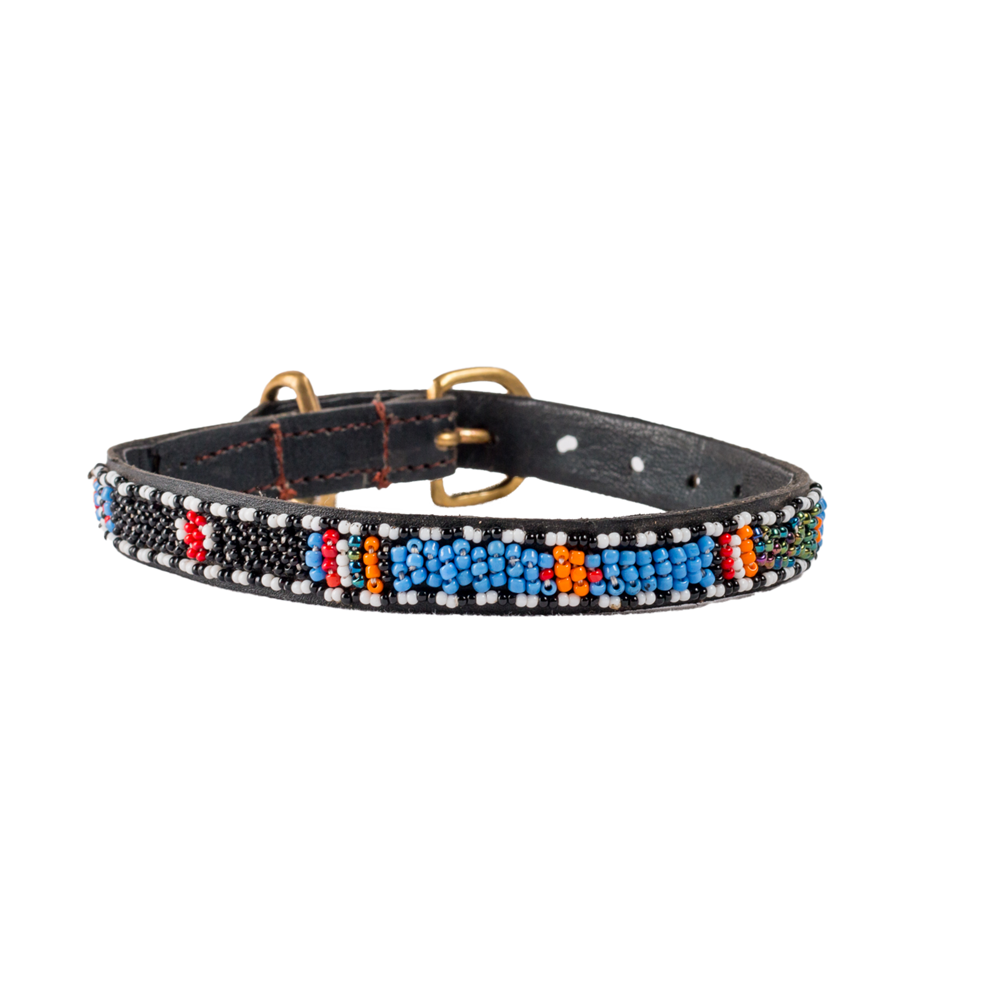 Small Leather Beaded Dog Collar