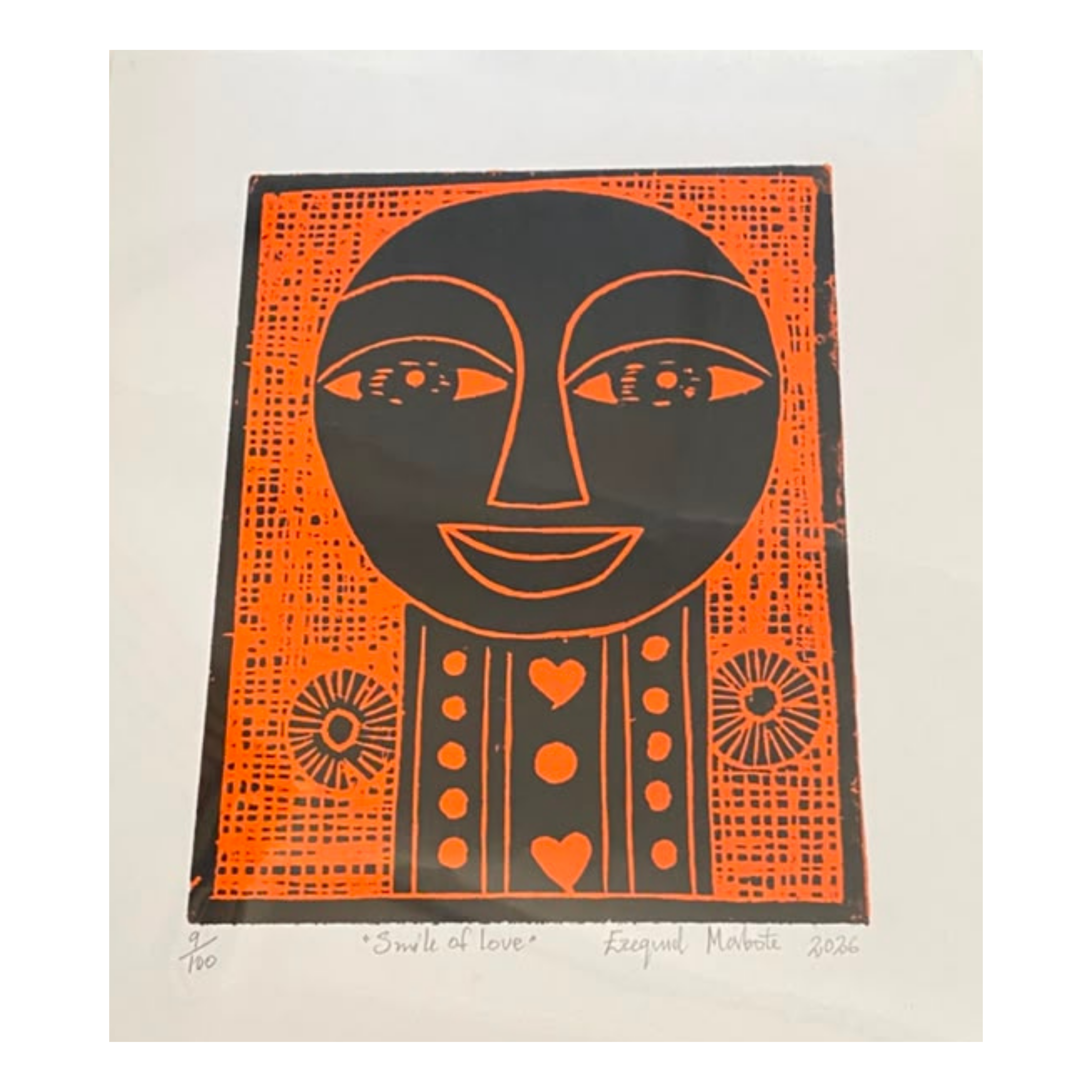 Mabote Art Woodprint Painting - Smile Of Love