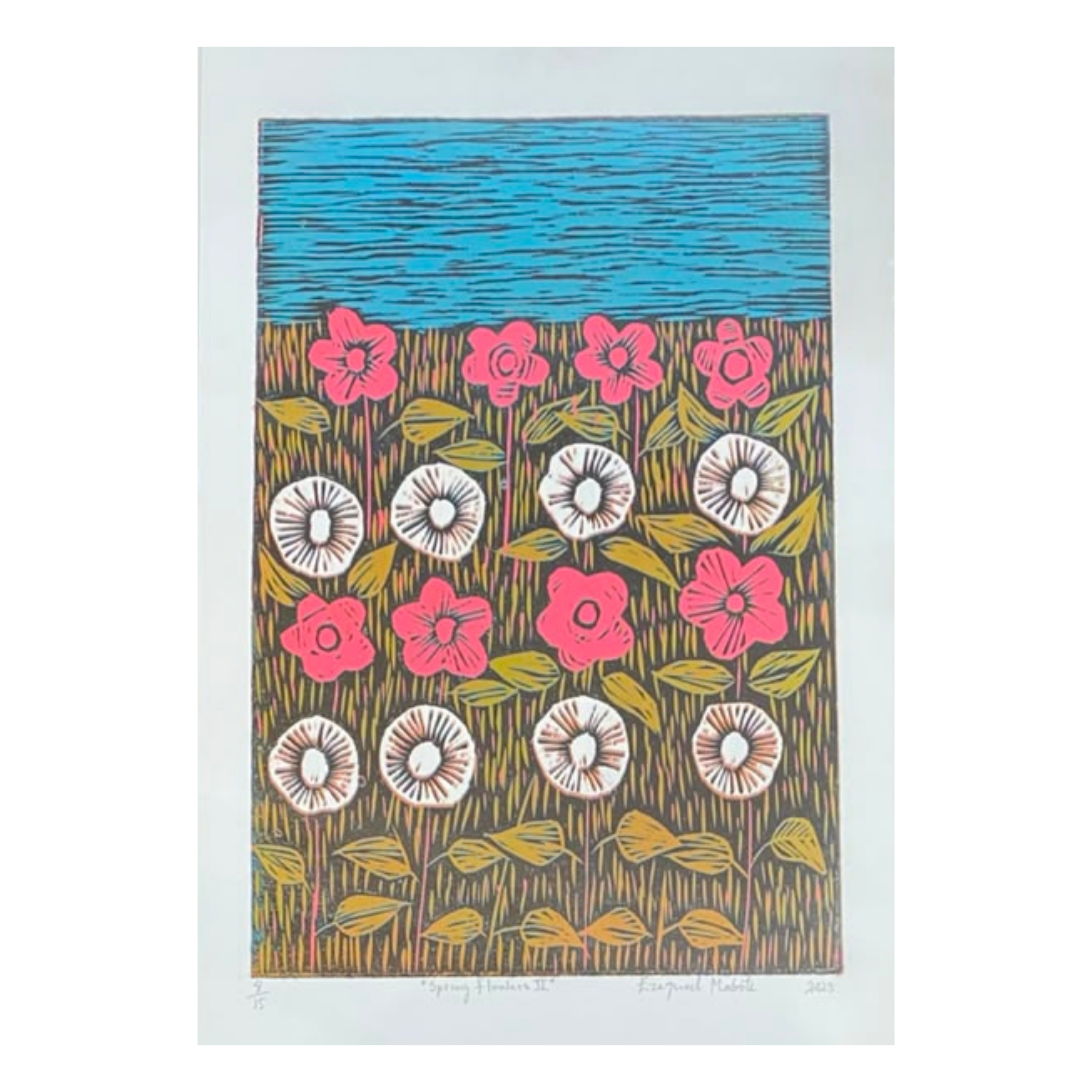Mabote Art Woodprint Painting - Spring Flowers