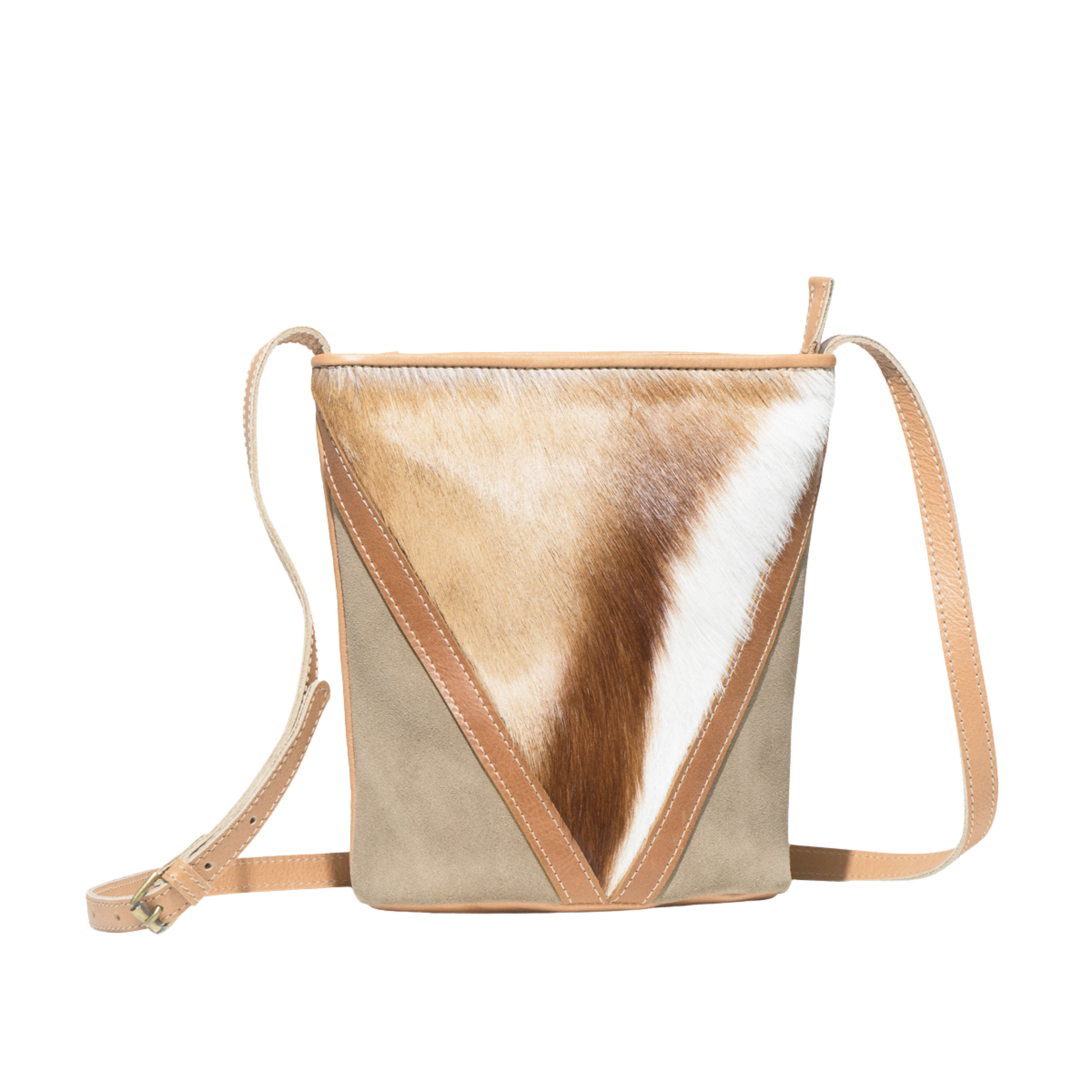Springbok Leather Tan Bucket Crossbody - LuLu