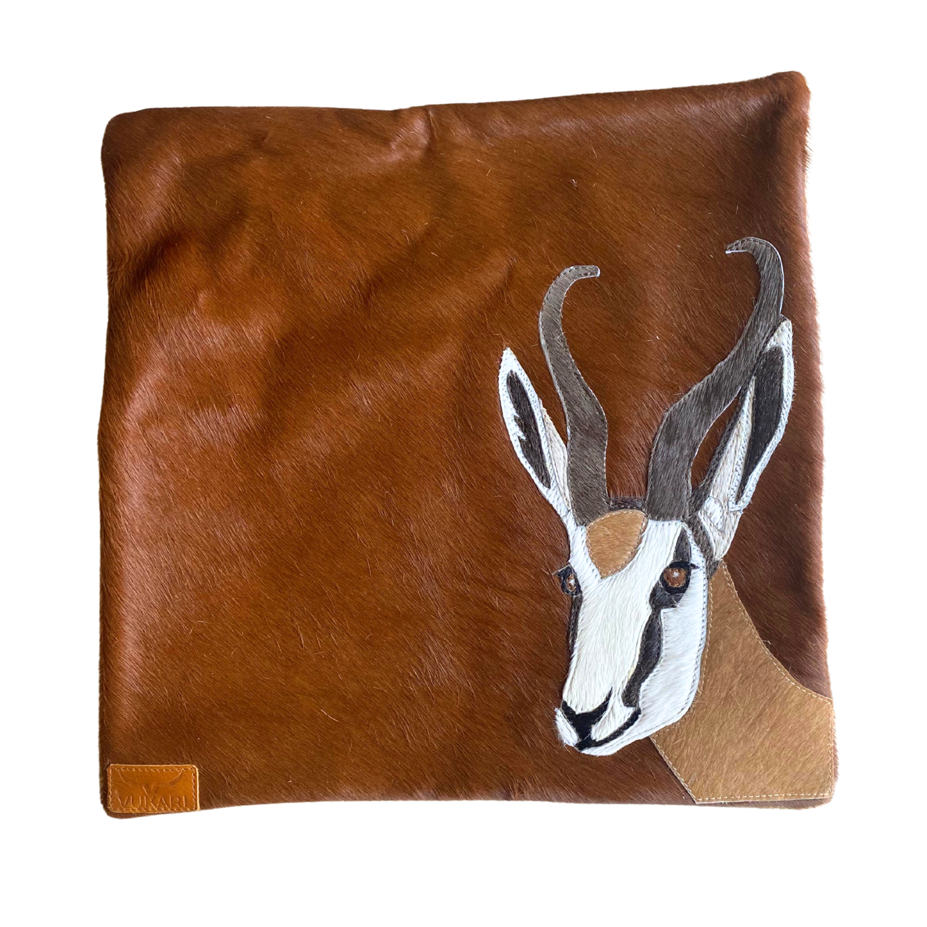Stitched Nguni Skin Cushion Cover (Springbok)