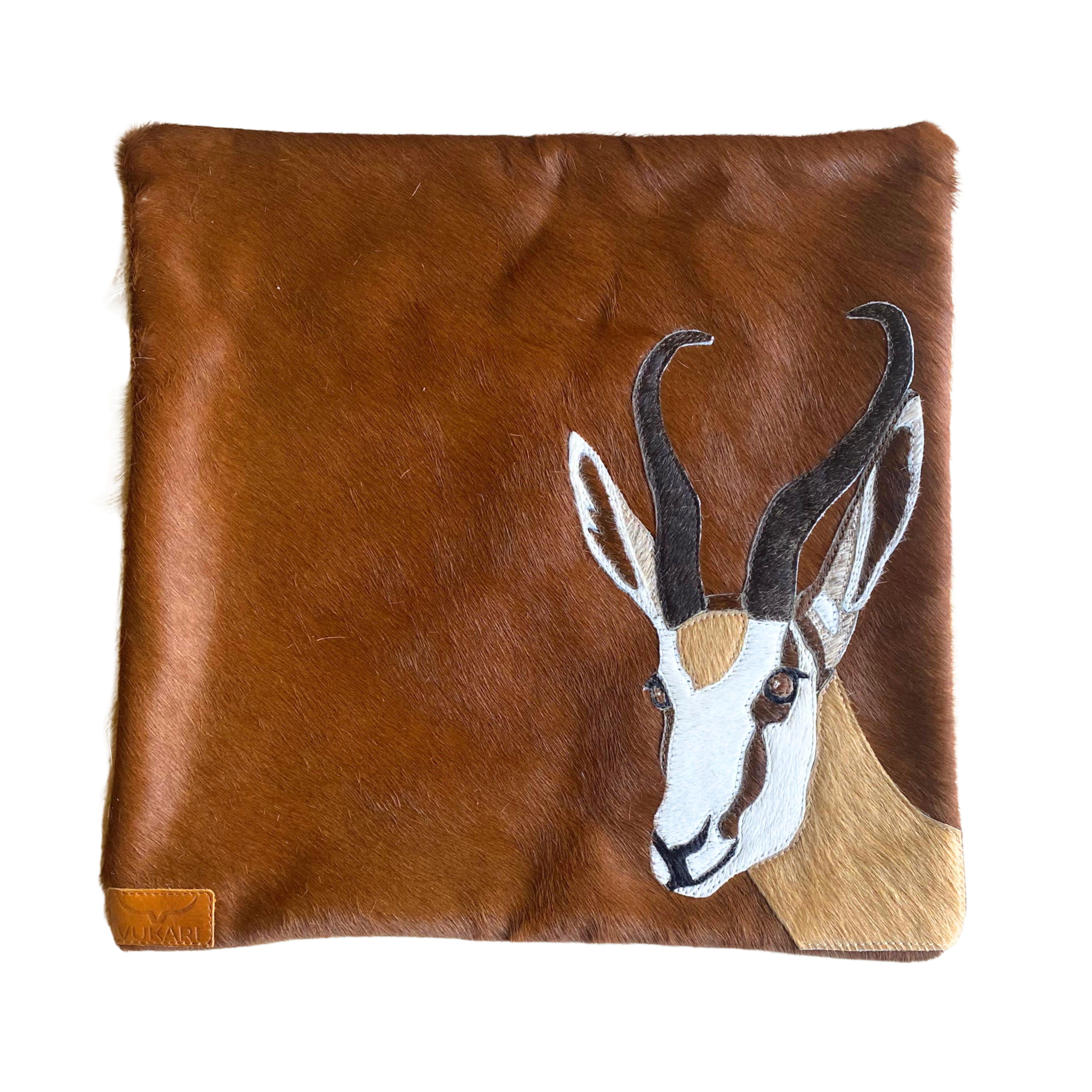 Stitched Nguni Skin Cushion Cover (Springbok)