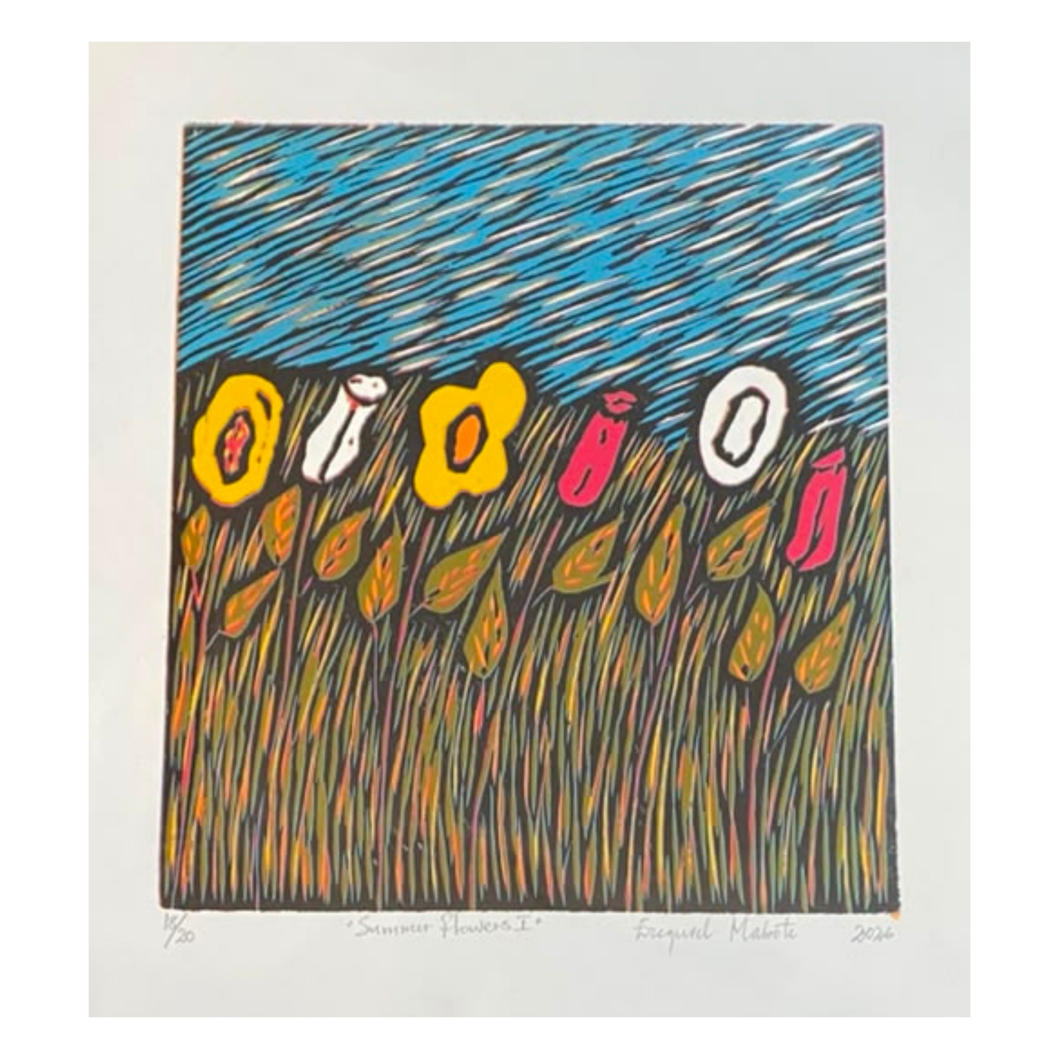 Mabote Art Woodprint Painting - Summer Flowers