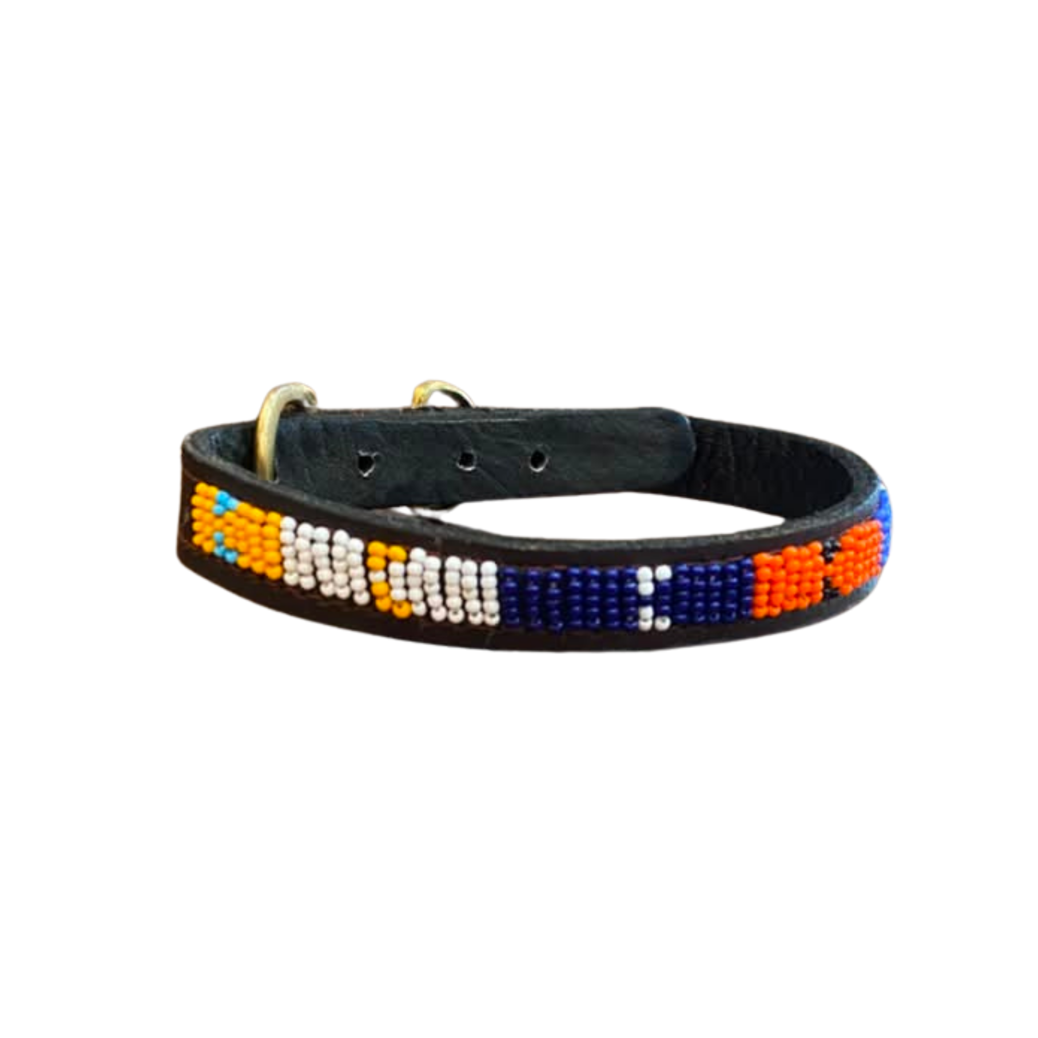 Small Leather Beaded Dog Collar