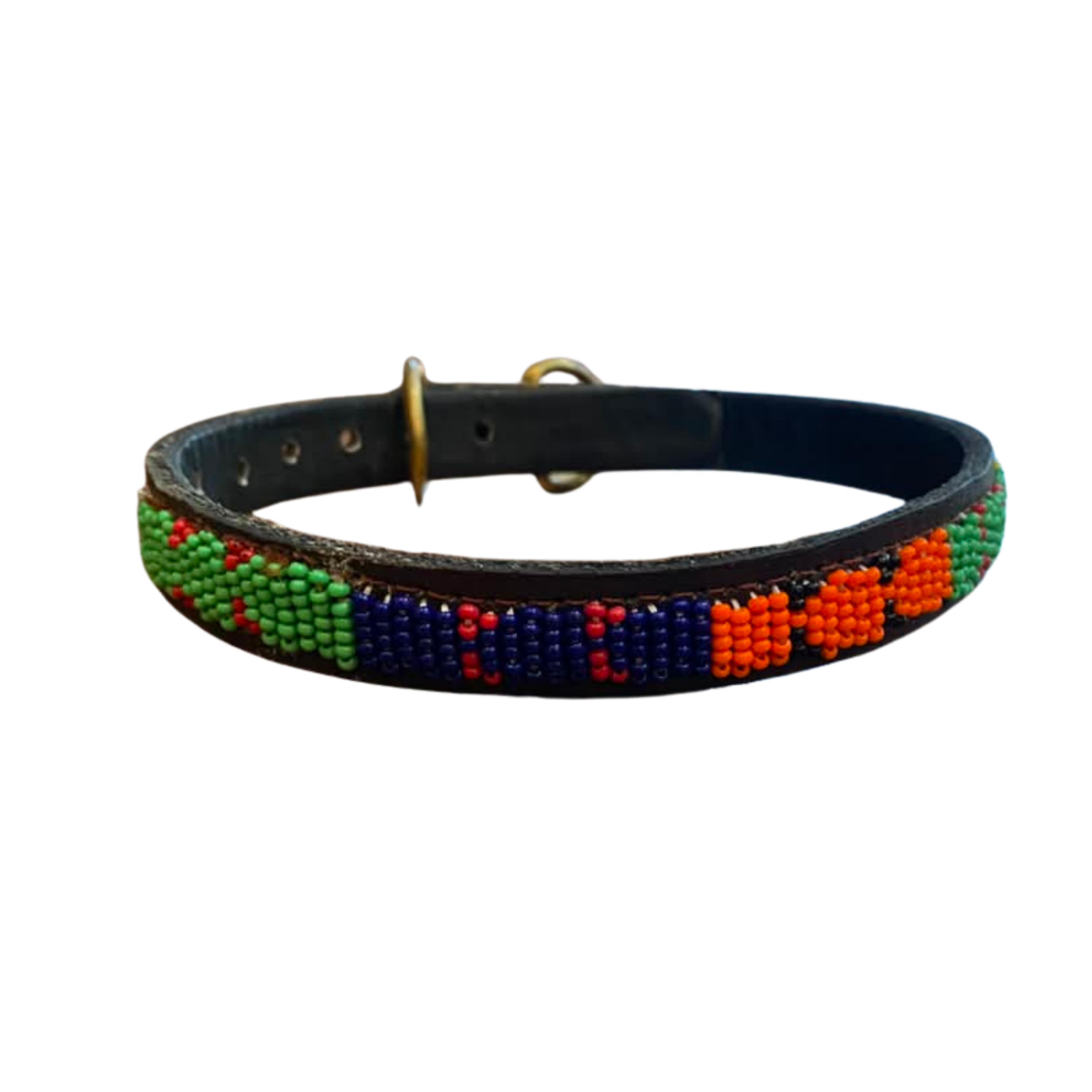 Small Leather Beaded Dog Collar