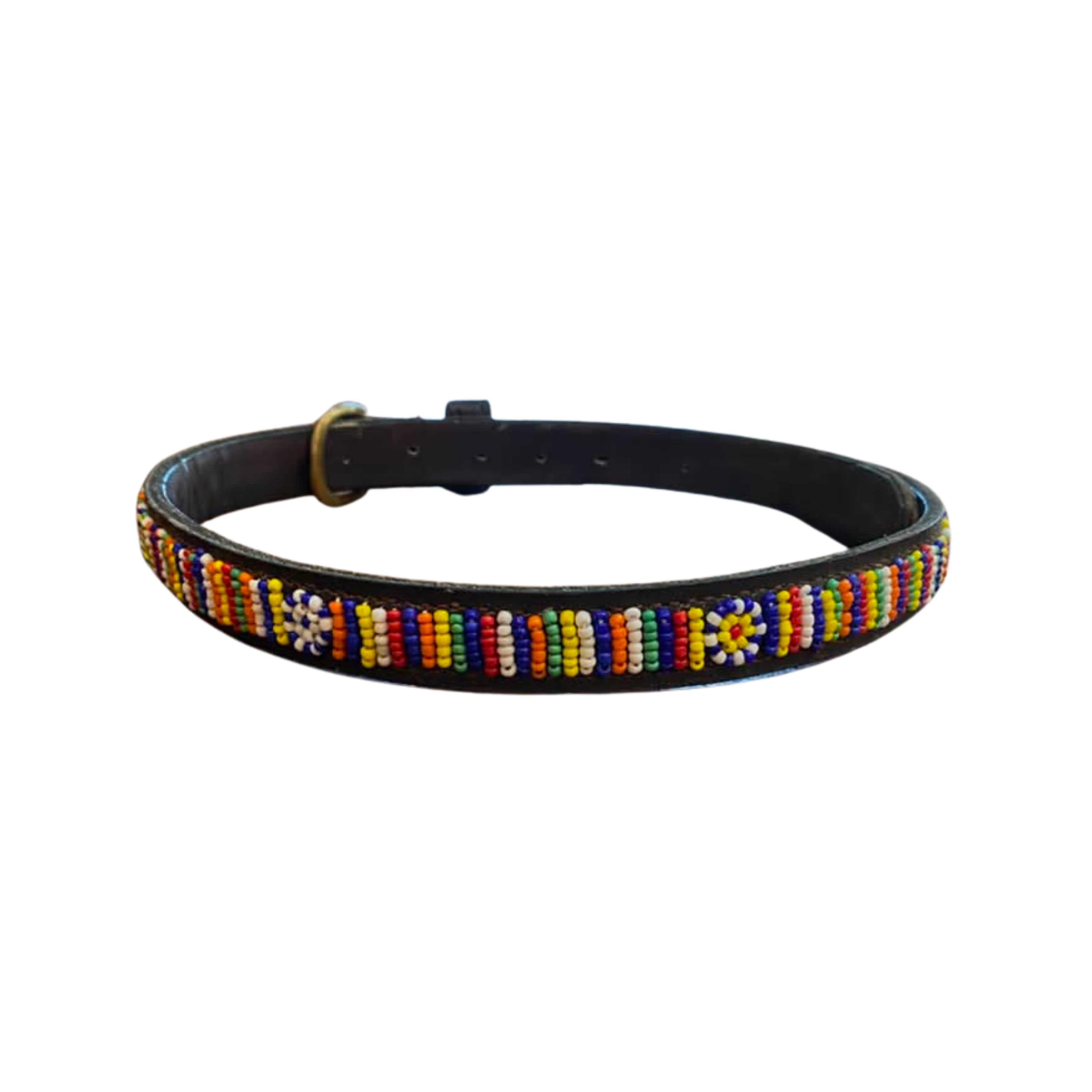 Small Leather Beaded Dog Collar