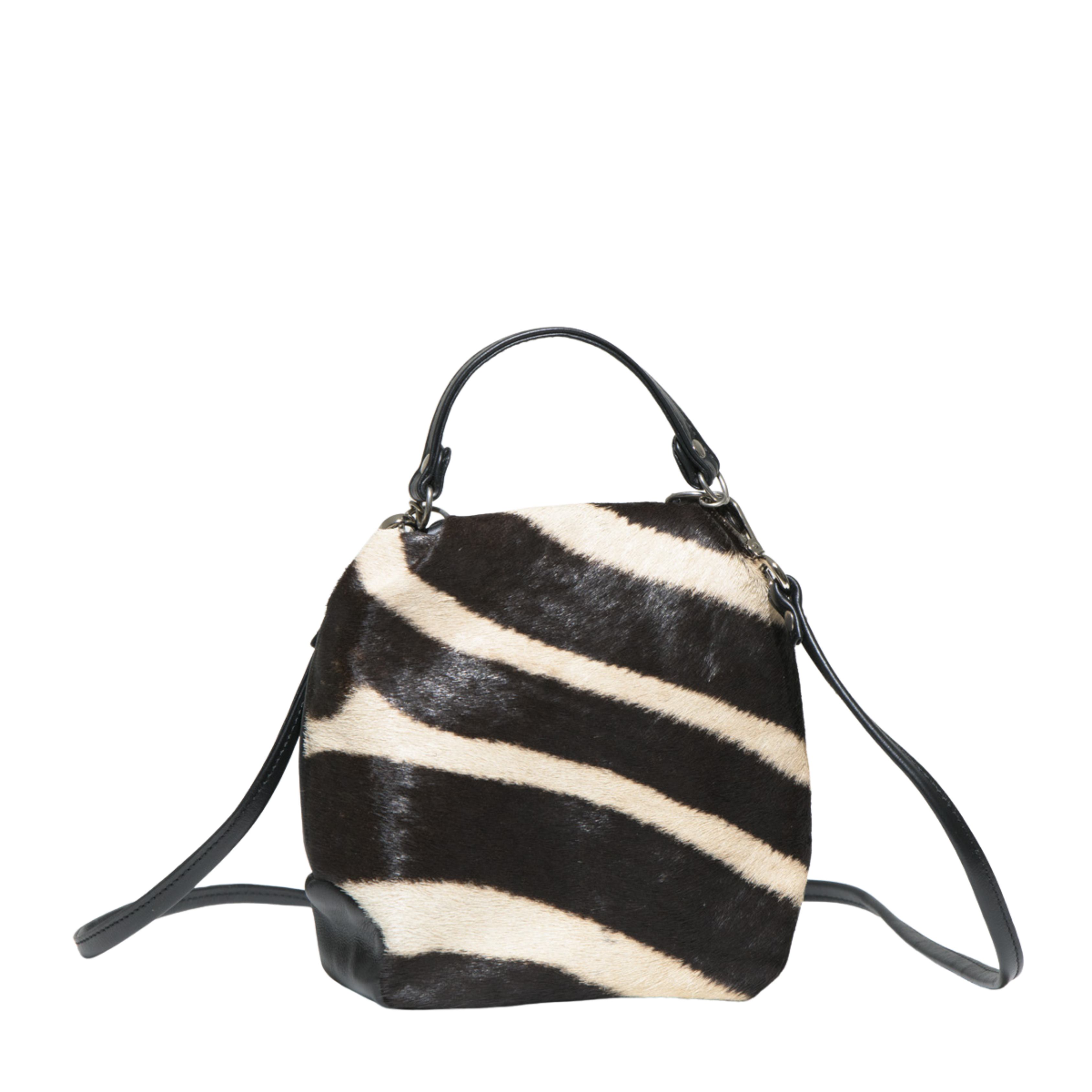 Zebra Skin Leather Petite Shoulder Handbag - Tyler